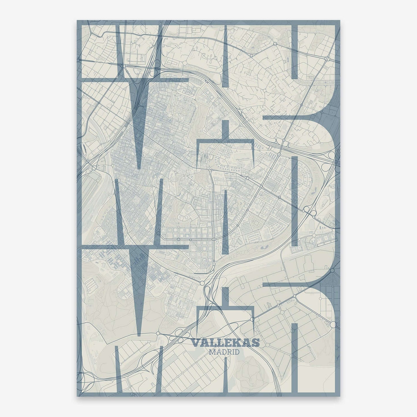 Ilustración de Vallecas, Madrid con tipografía geométrica – "Las Letras Inseparables"