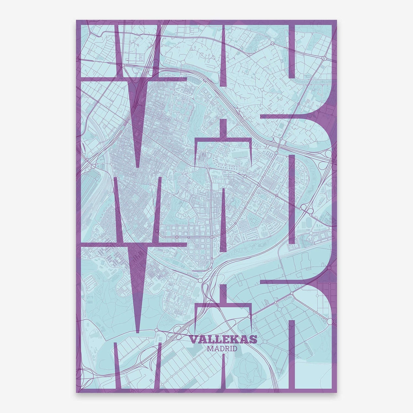 Ilustración de Vallecas, Madrid con tipografía geométrica – "Las Letras Inseparables"