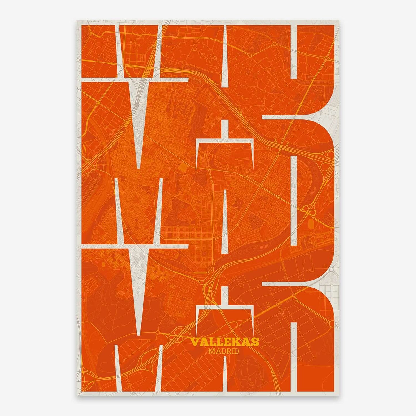 Ilustración de Vallecas, Madrid con tipografía geométrica – "Las Letras Inseparables"