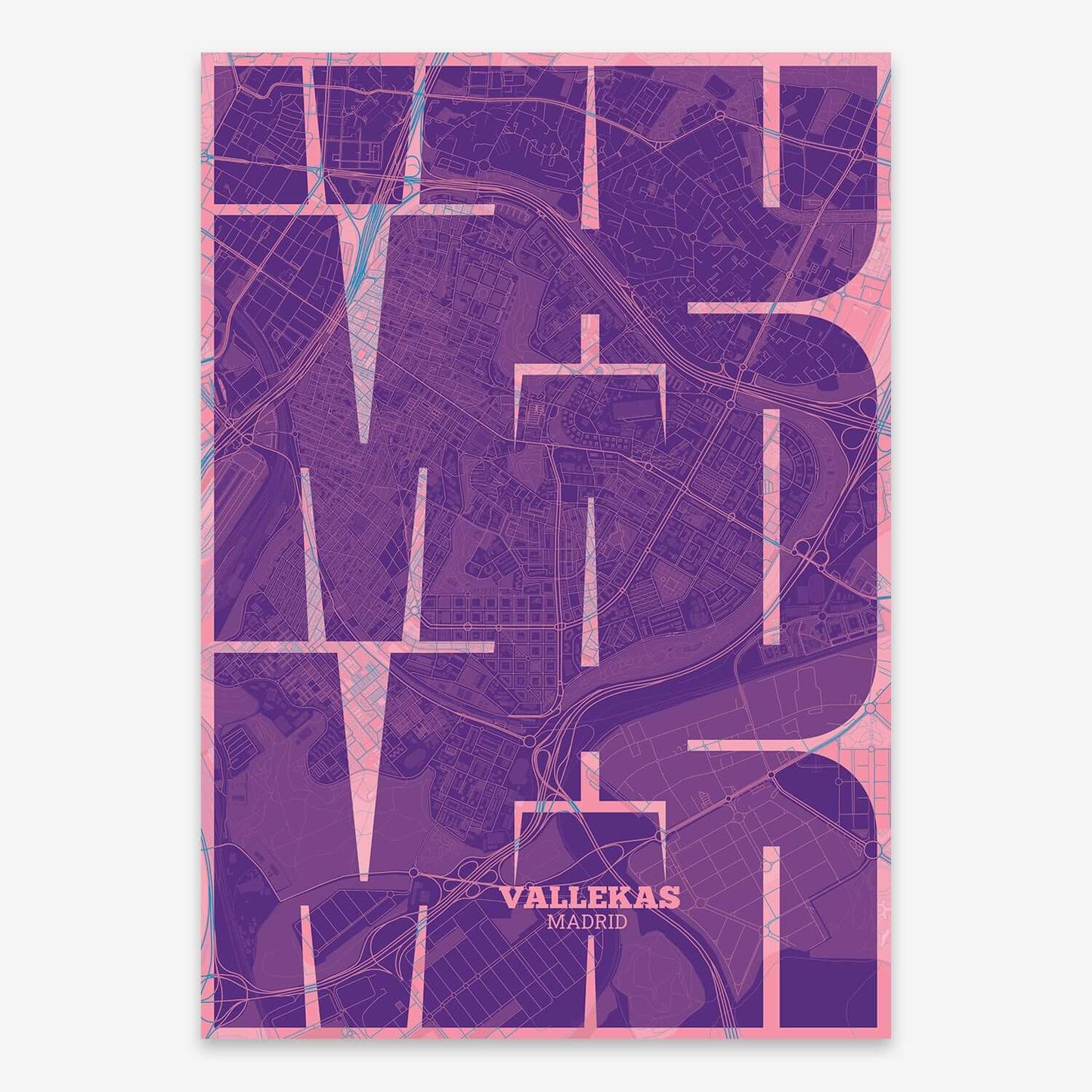 Ilustración de Vallecas, Madrid con tipografía geométrica – "Las Letras Inseparables"