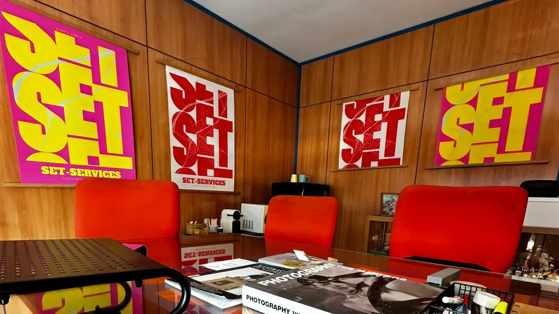 Office decoration for a furniture and prop rental company.