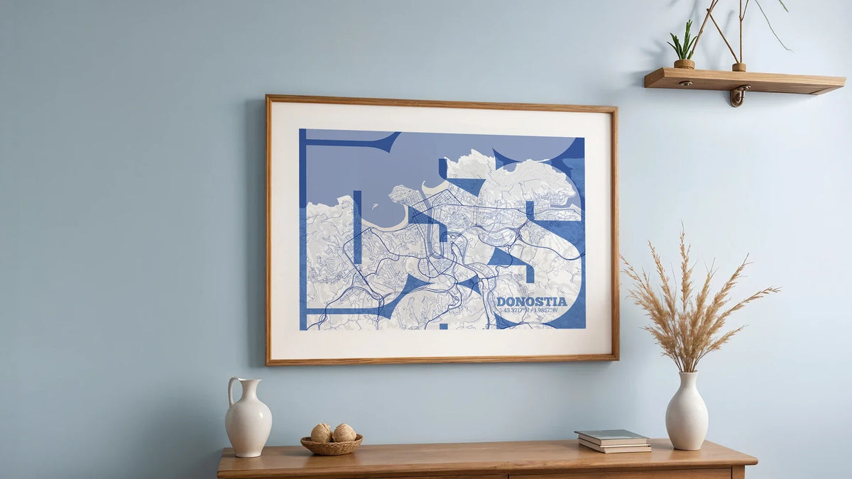 Obra de Donostia-San Sebastián: composición cartográfica de lujo para decoración de interiores.