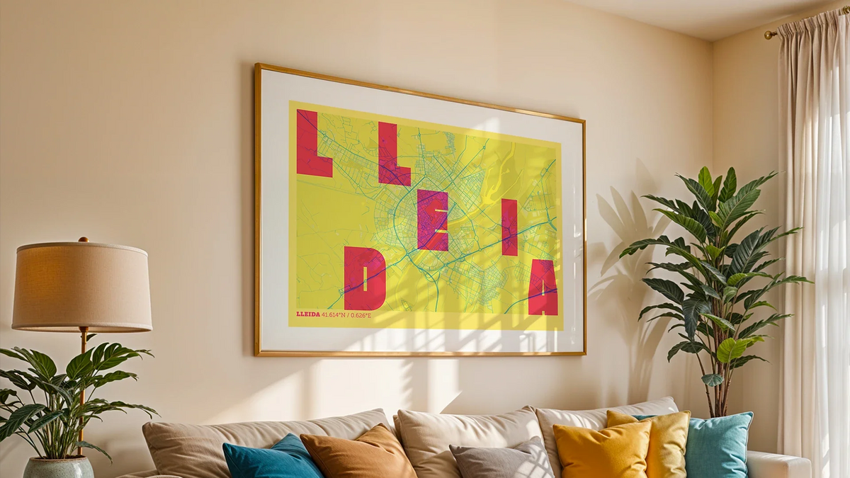 Composición de Lleida estilo Miami: obra de autor que integra trazado urbano y diseño moderno.