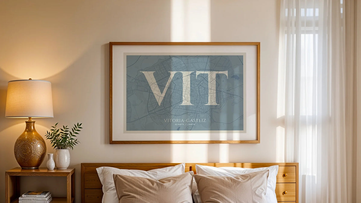 Diseño carto-tipográfico de Vitoria-Gasteiz: lámina estilo Seaside para interiores originales.