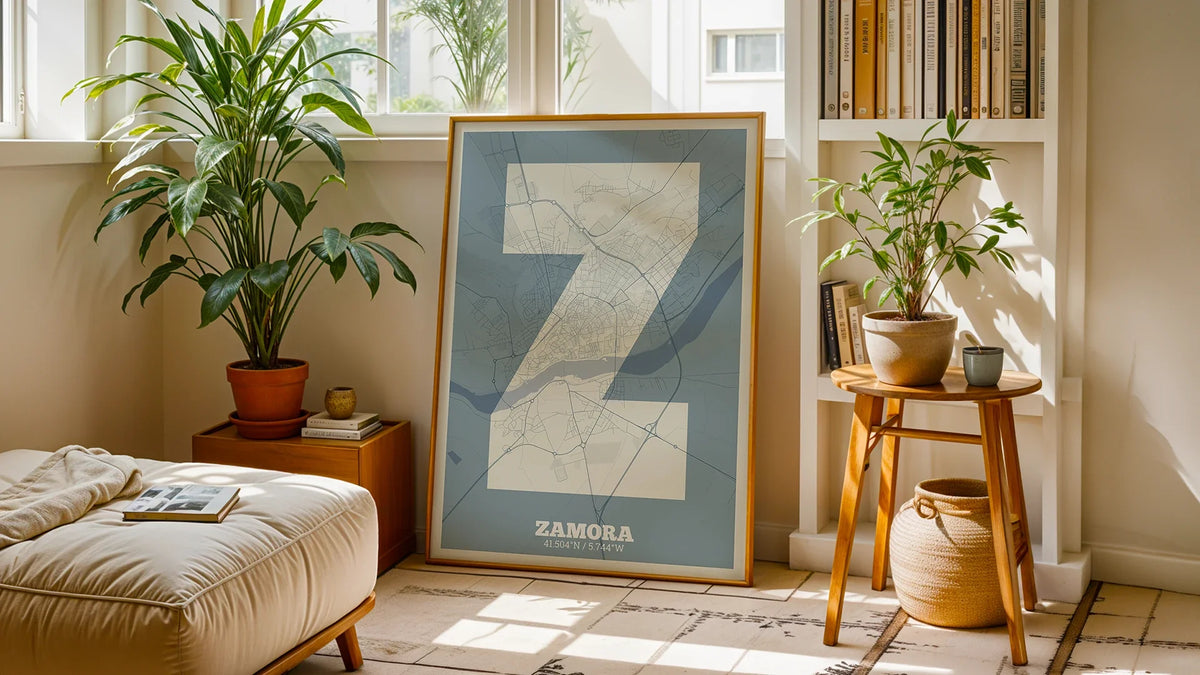Composición de Zamora estilo Seaside: obra de autor que resalta el trazado urbano con diseño.