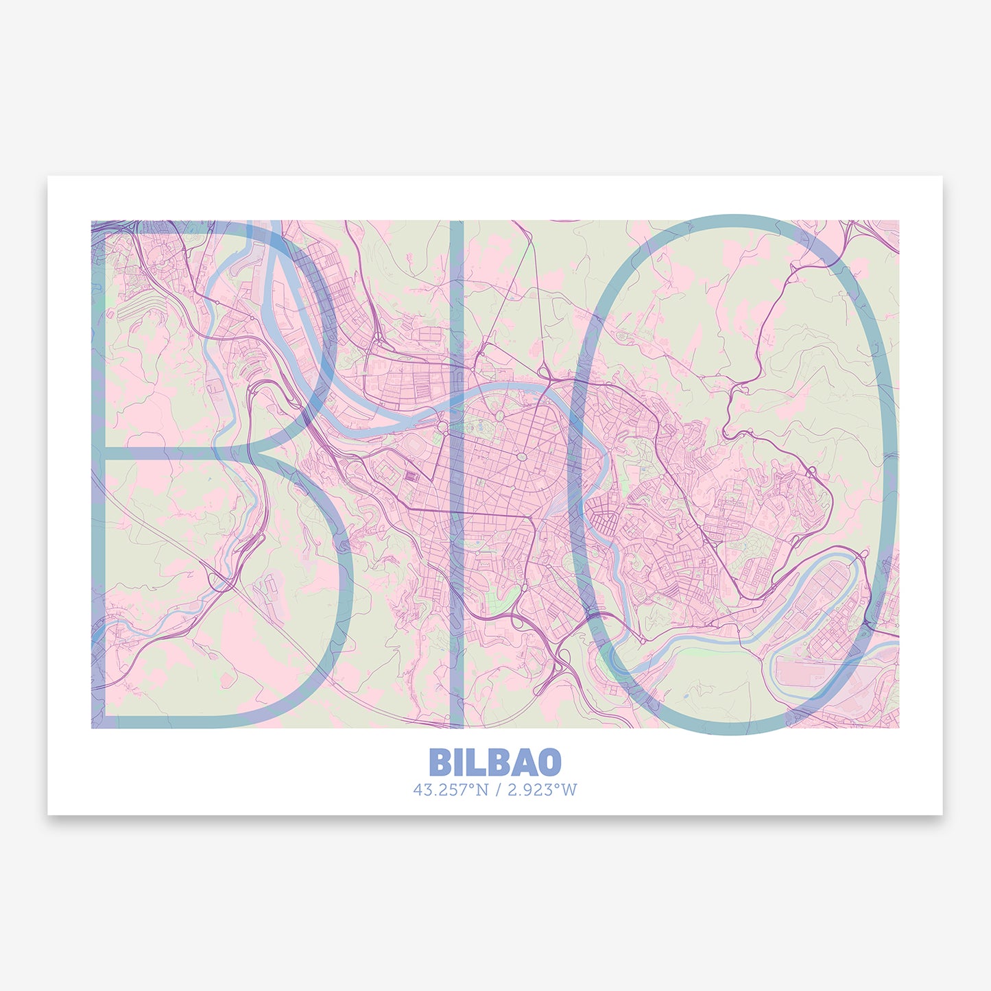 Bilbao Map V07 Nursery / No Frame / No