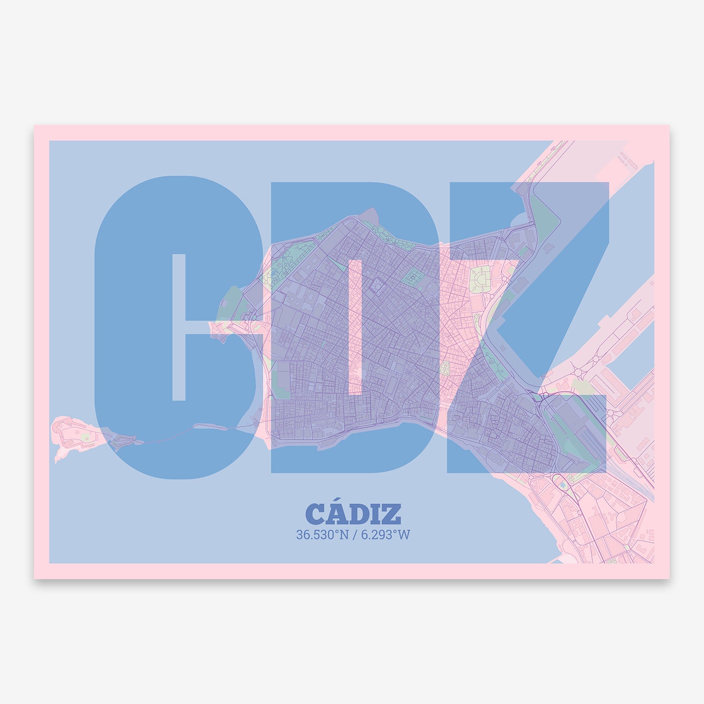 Cadiz Downtown Map V02 Nursery / Frame / No