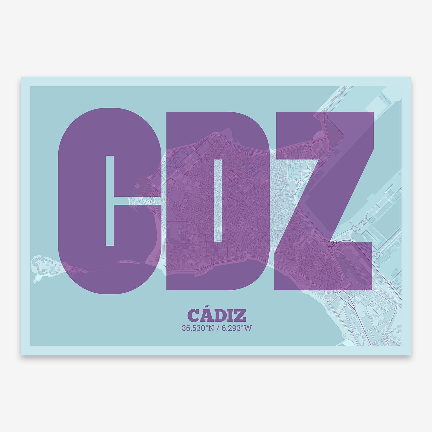 Cadiz Downtown Map V02 Shabby / Frame / Yes