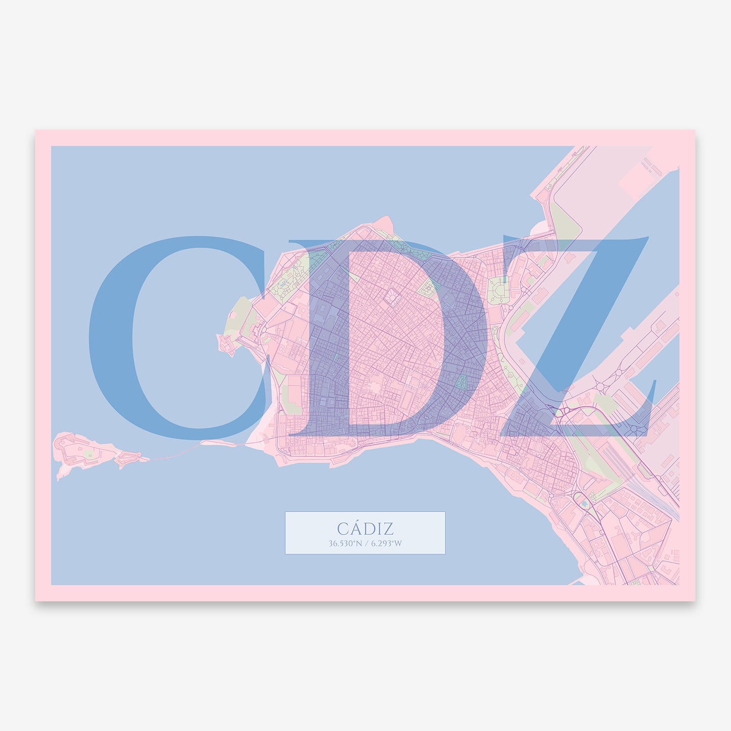 Cadiz Downtown Map V06 Nursery / Frame / Yes