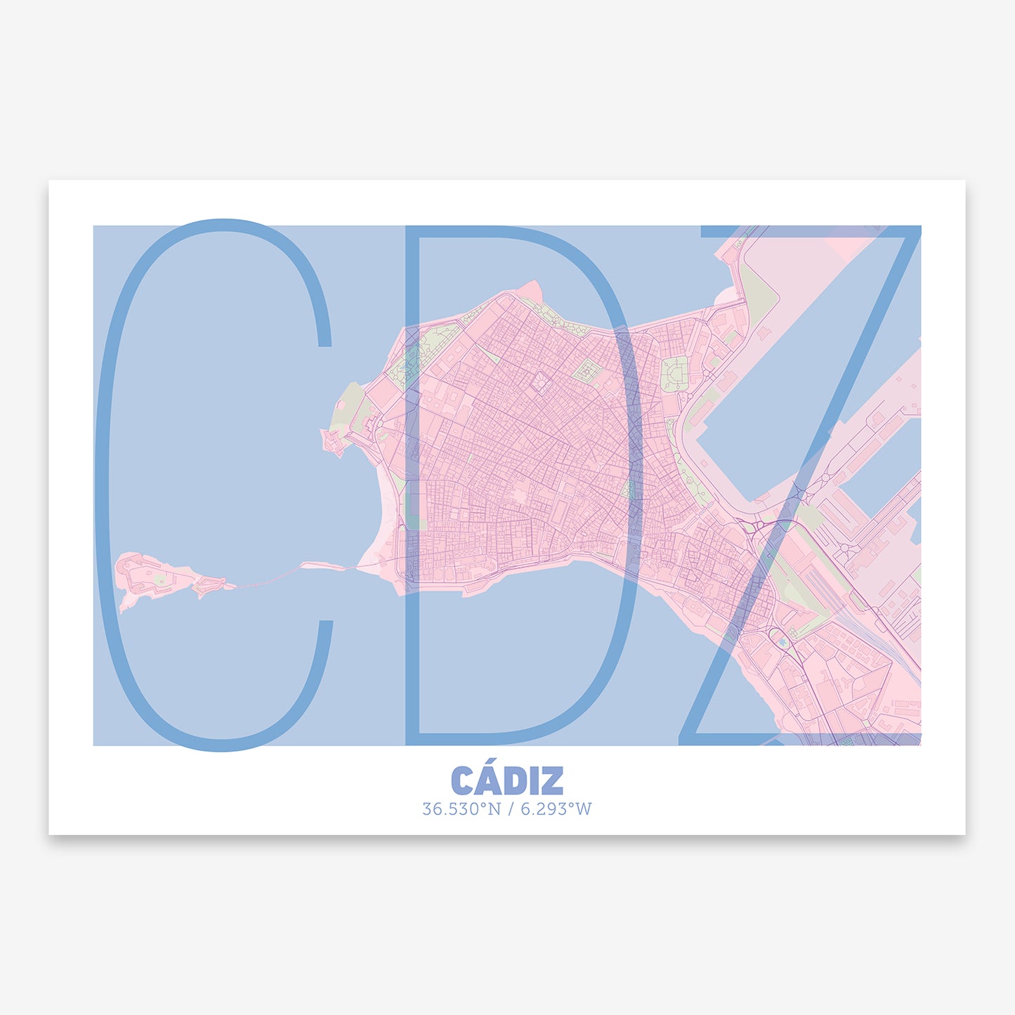 Cadiz Downtown Map V07 Nursery / No Frame / Yes