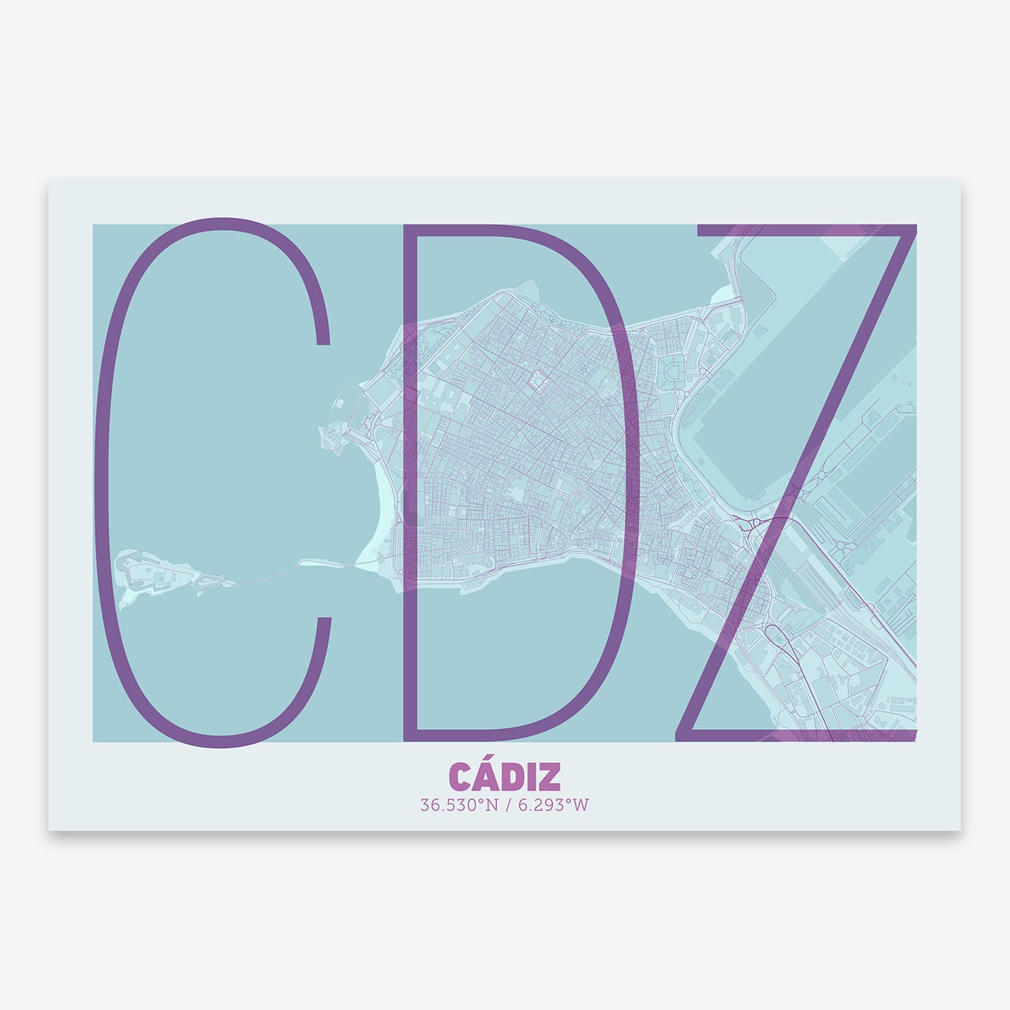 Cadiz Downtown Map V07 Shabby / No Frame / No