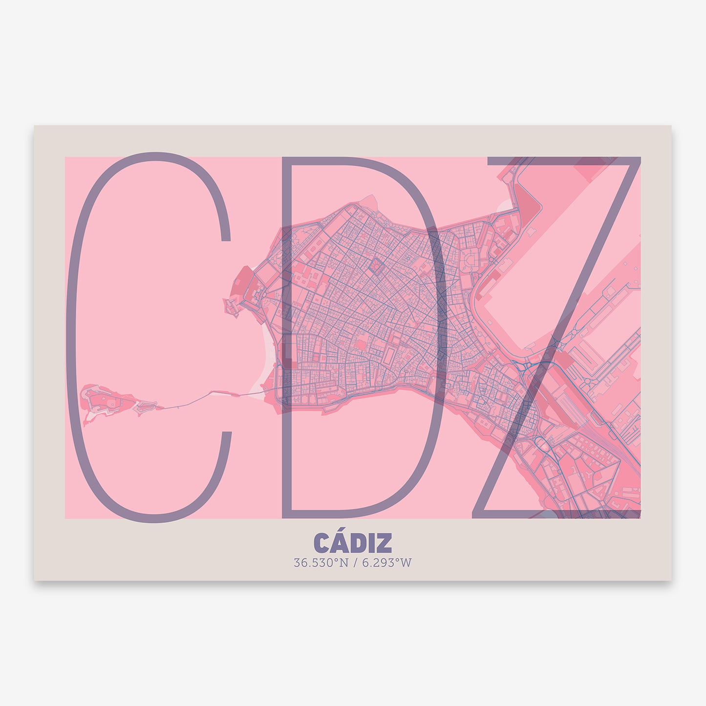 Cadiz Downtown Map V07 Tuscan / No Frame / Yes