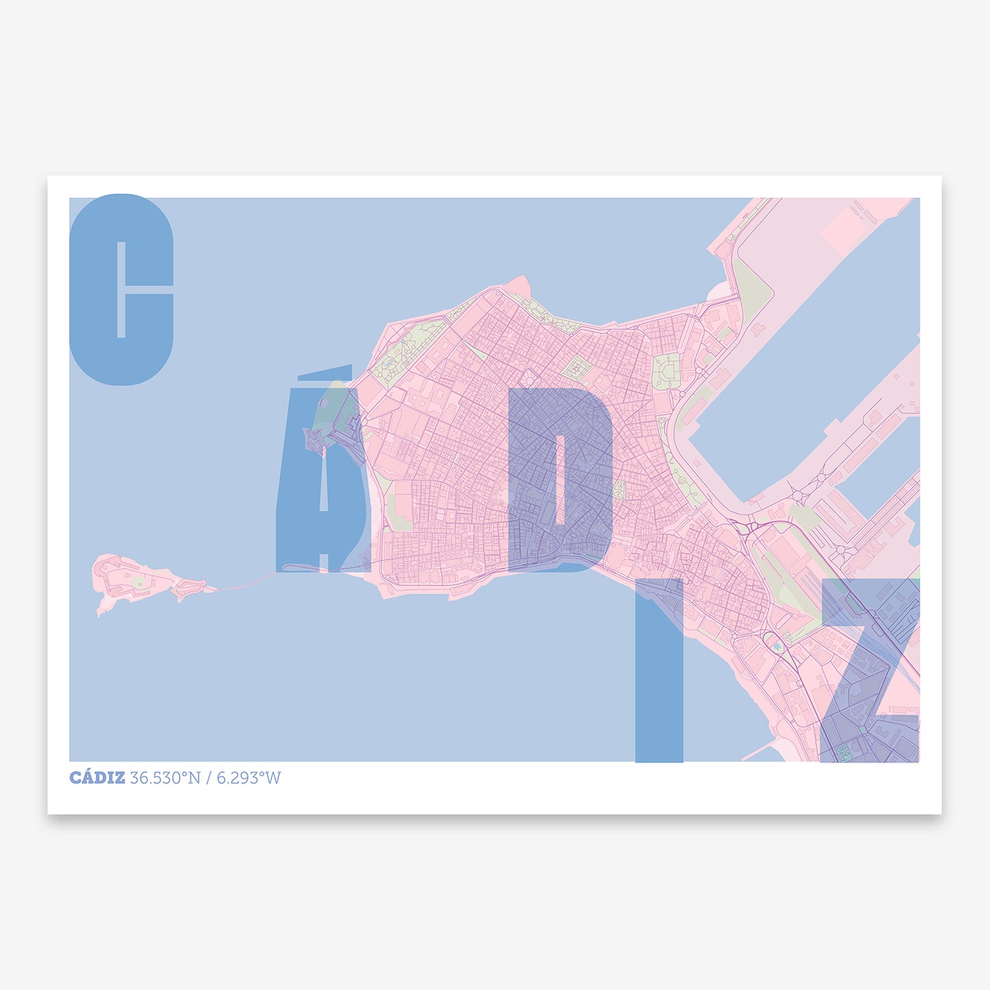 Cadiz Downtown Map V08 Nursery / Frame / Yes