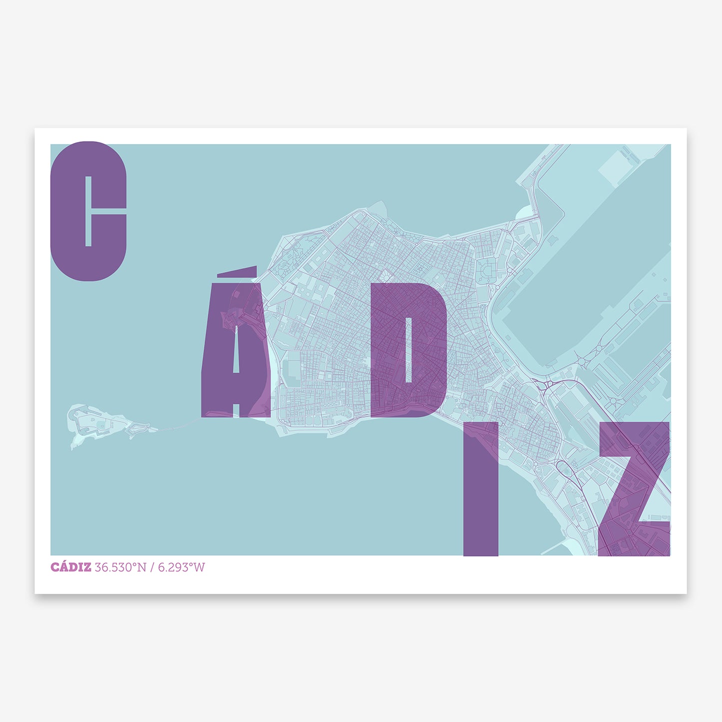 Cadiz Downtown Map V08 Shabby / No Frame / No