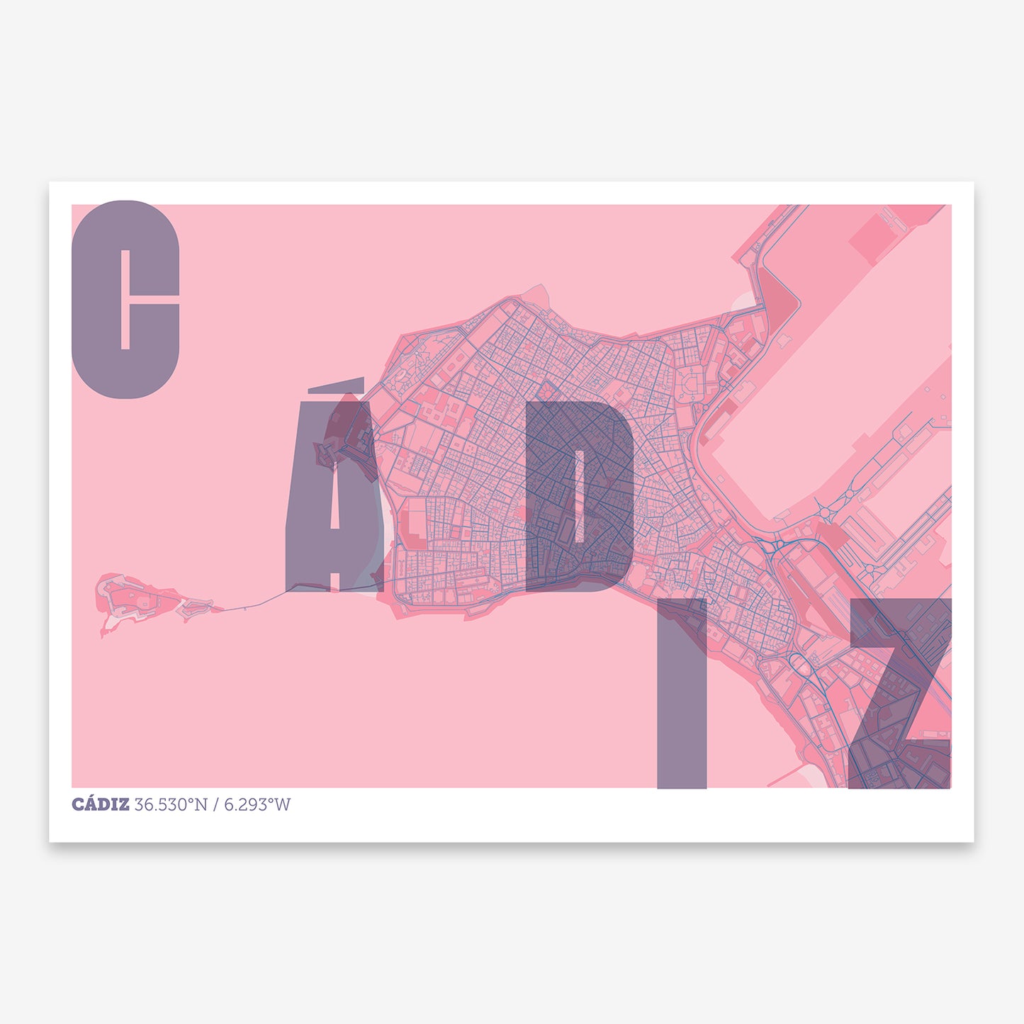 Cadiz Downtown Map V08 Tuscan / Frame / No