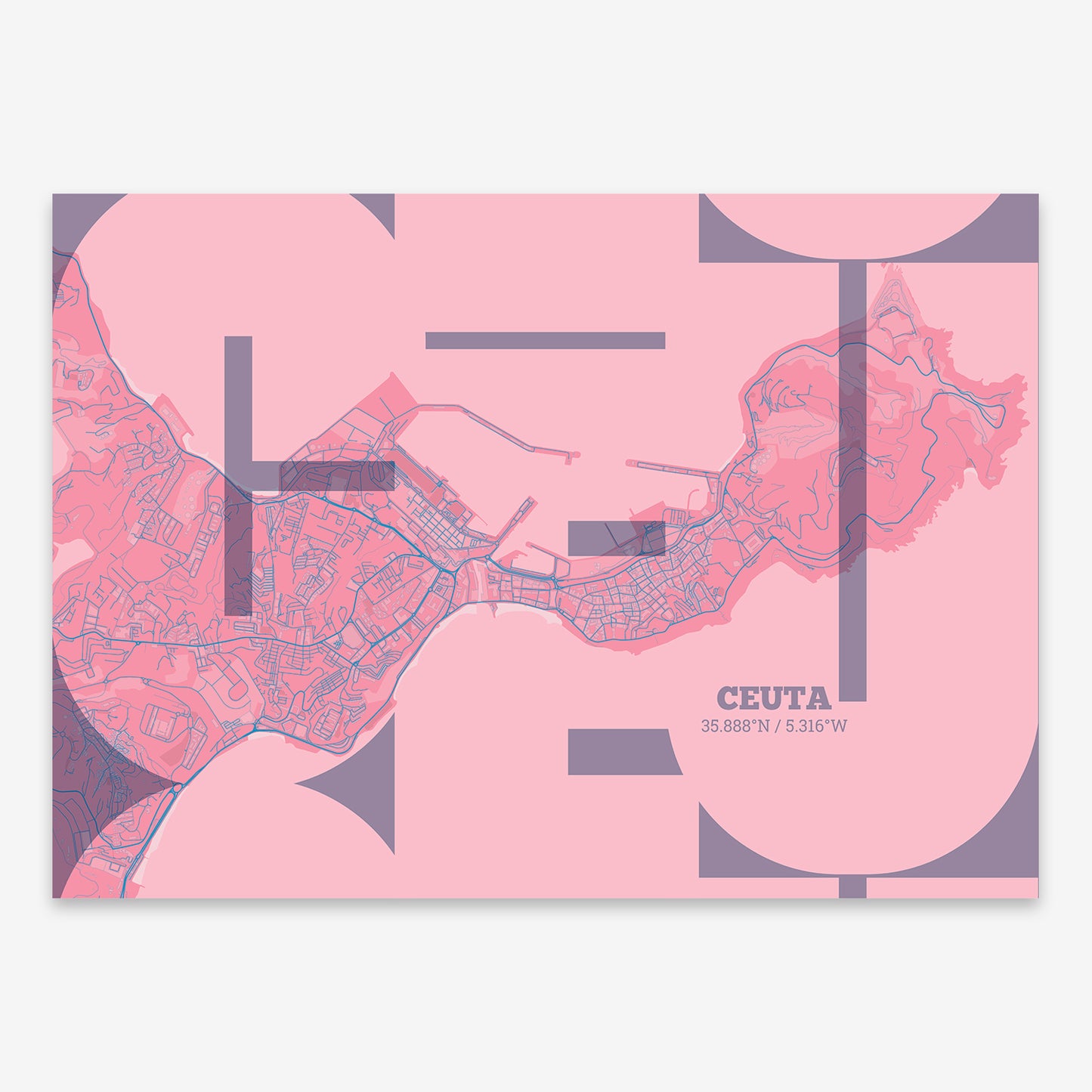 Ceuta Map V03 Tuscan / No Frame / No