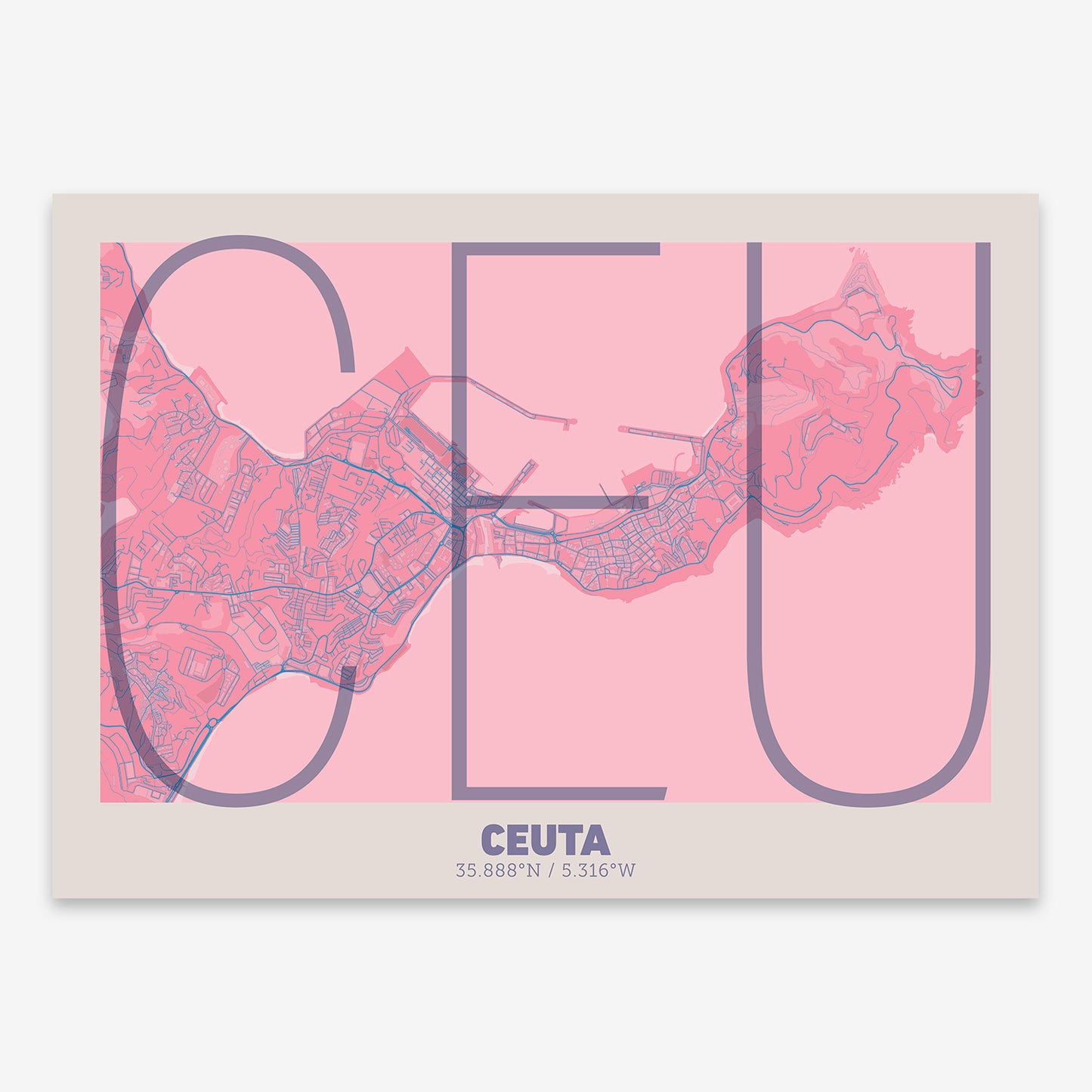 Ceuta Map V07 Tuscan / No Frame / No