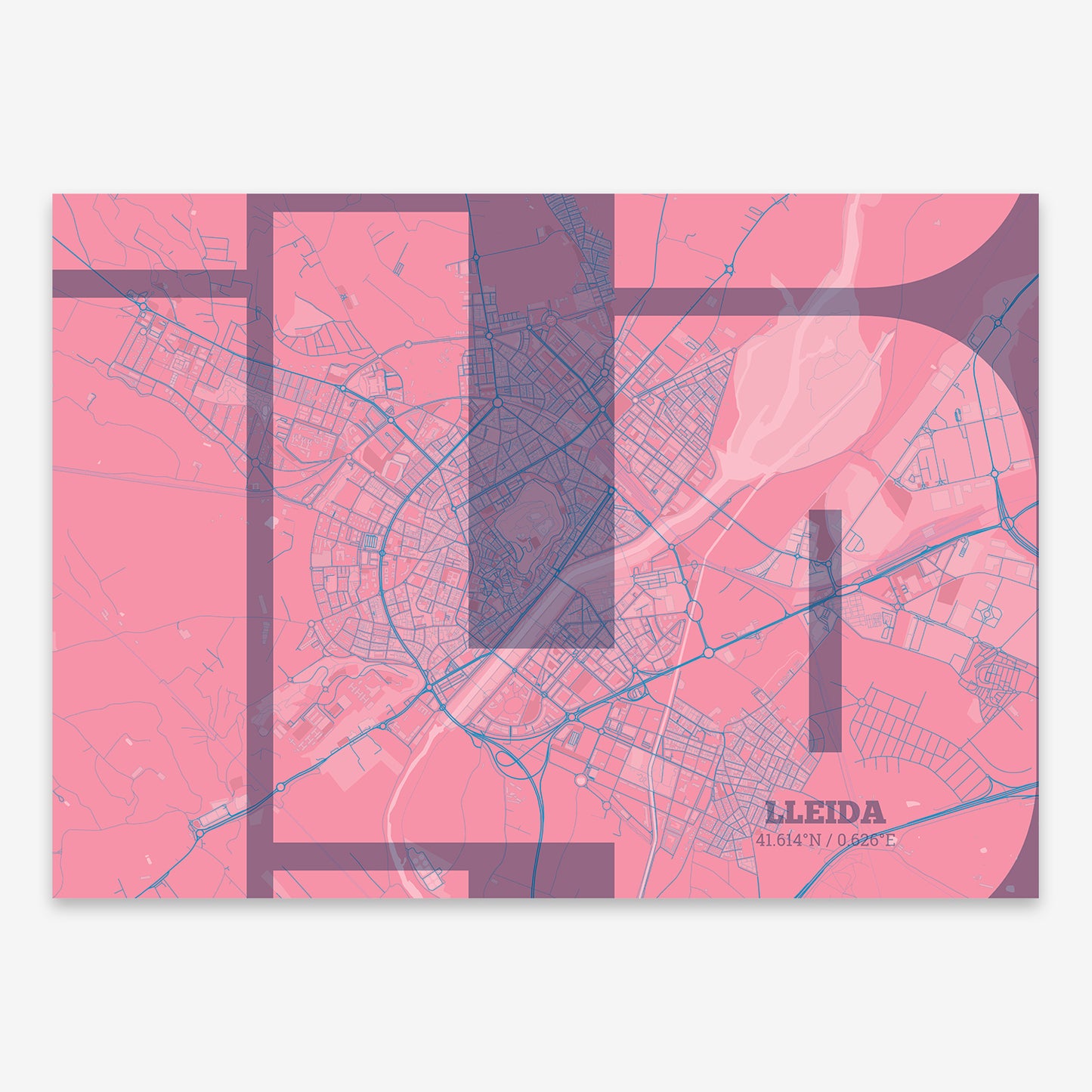 Lleida Map V03 Tuscan / Frame / No