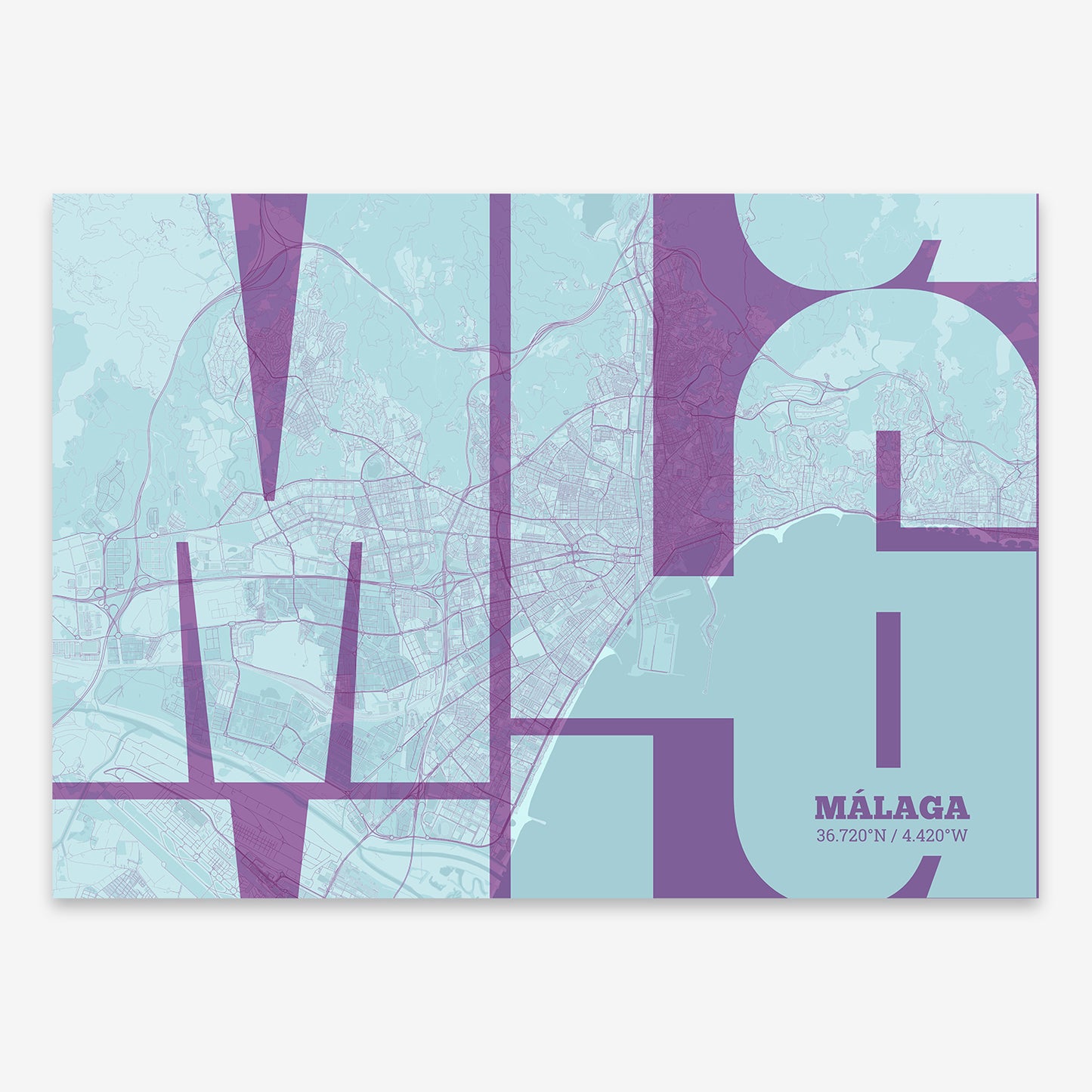 Malaga Map V03 Shabby / No Frame / No