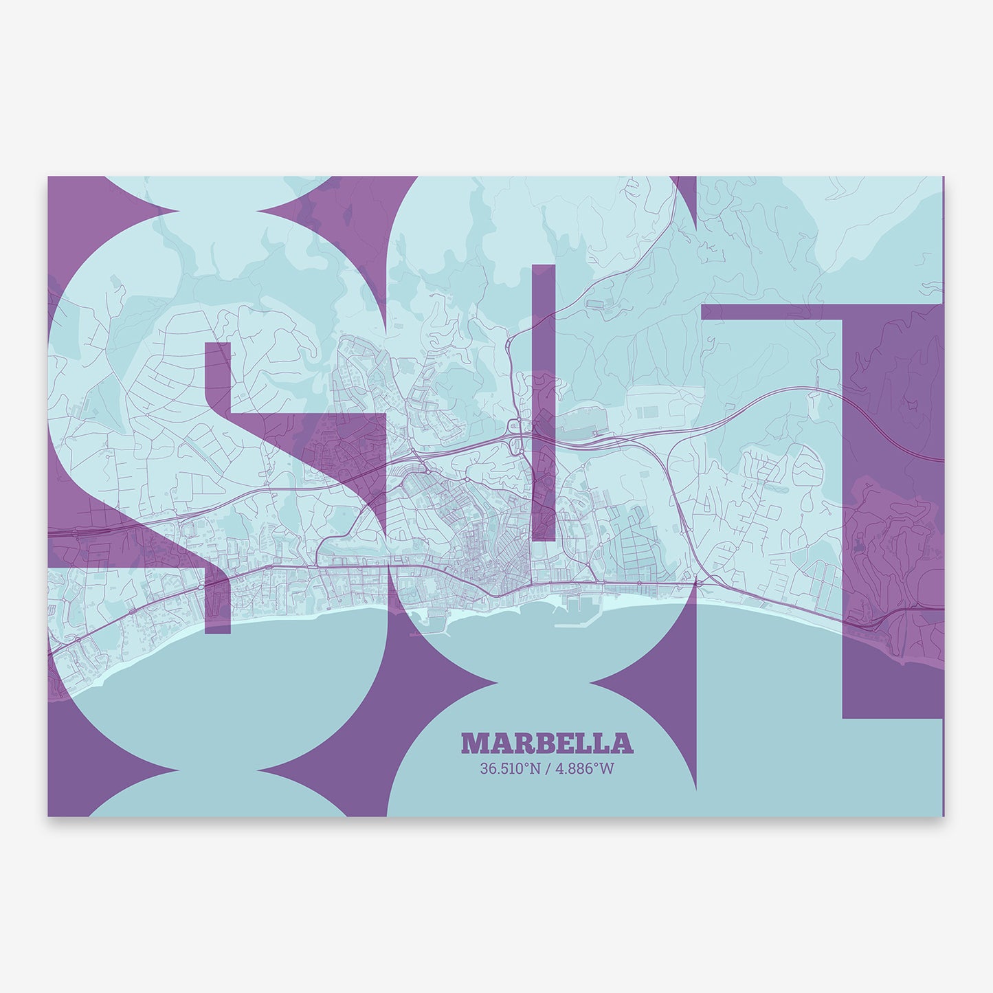 Marbella Map V03 Shabby / No Frame / No