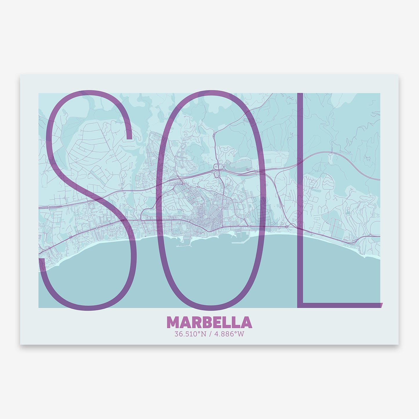 Marbella Map V07 Shabby / No Frame / No