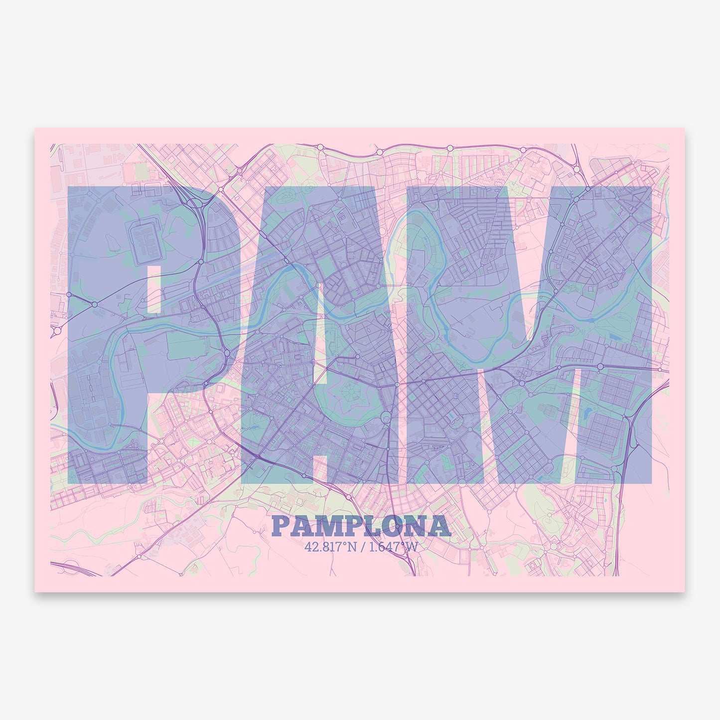 Pamplona Map V02 Nursery / Frame / Yes