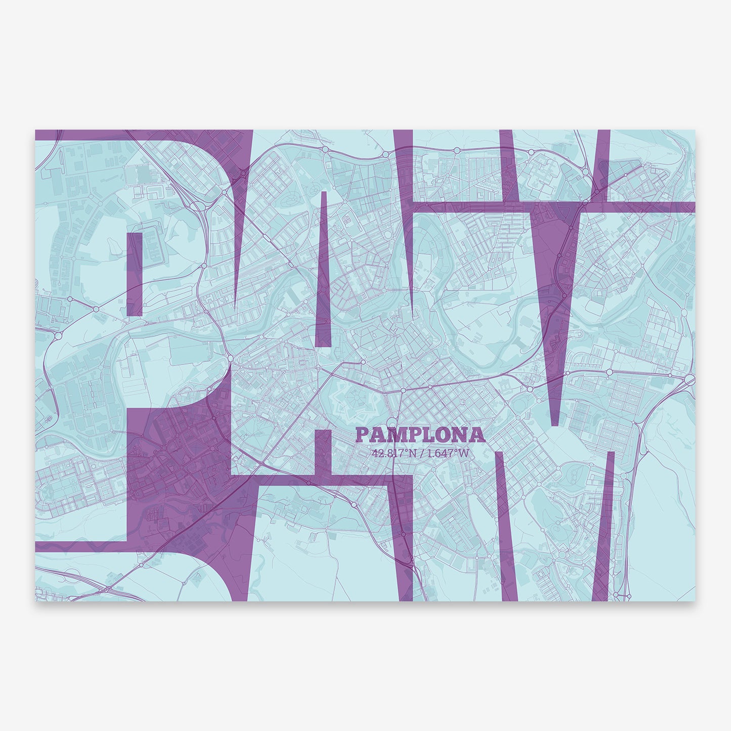 Pamplona Map V03 Shabby / Frame / No