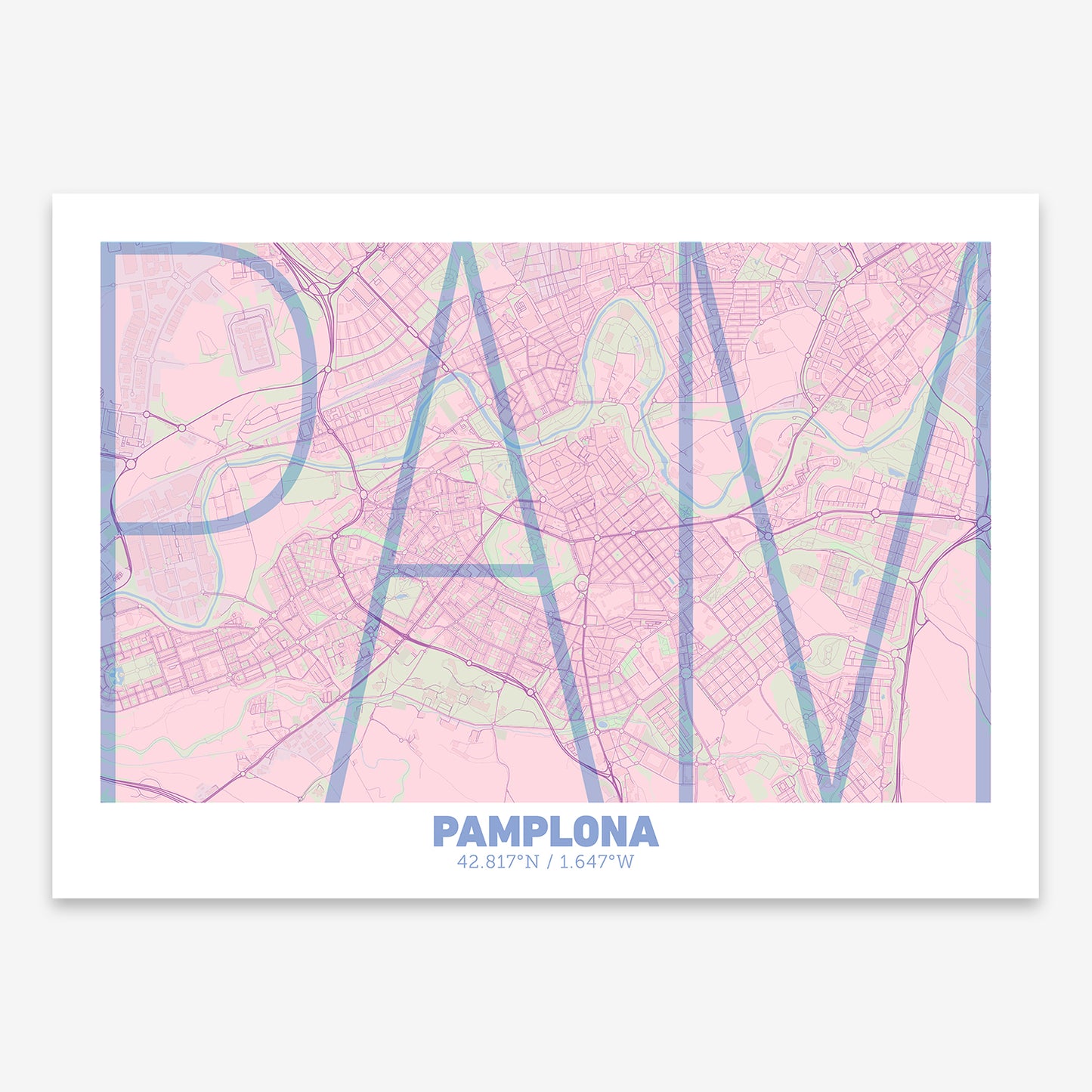 Pamplona Map V07 Nursery / No Frame / No