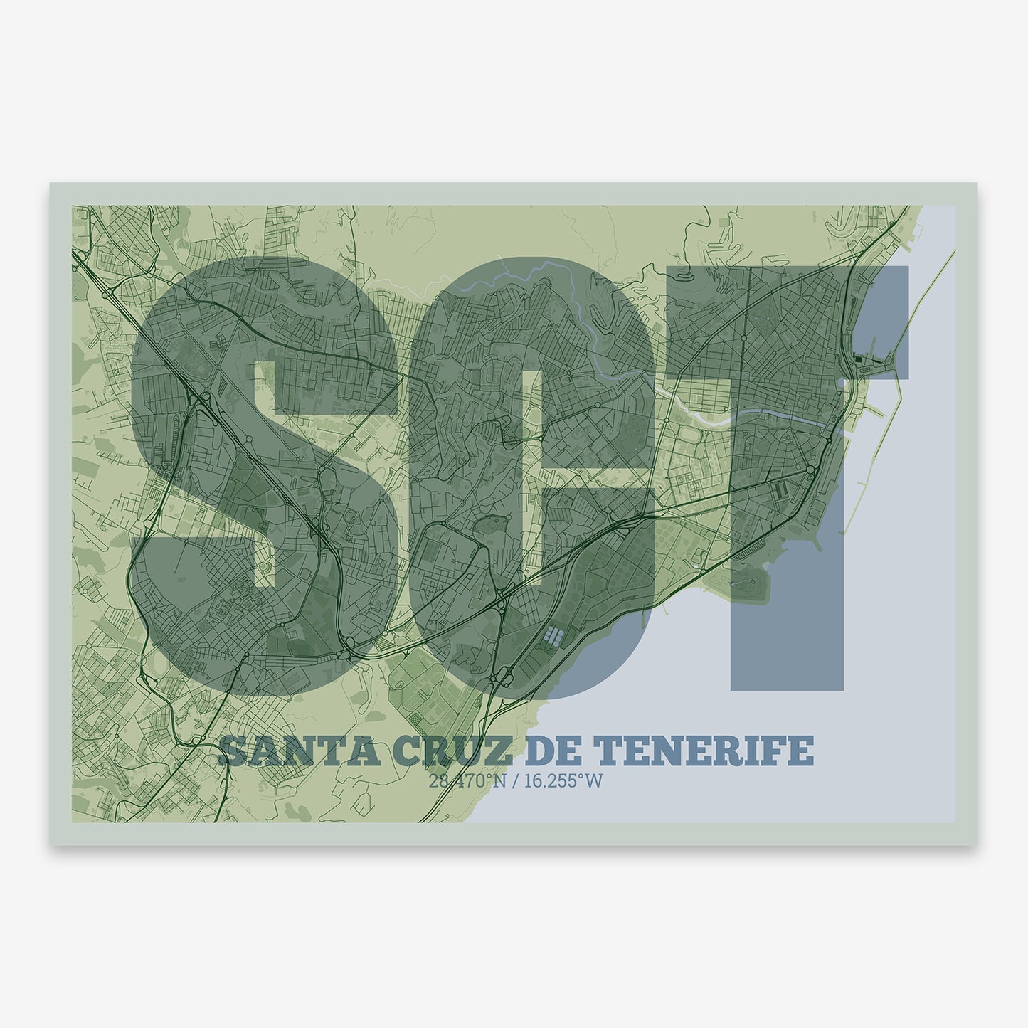 Santa Cruz de Tenerife Map V02 Kyoto / No Frame / No