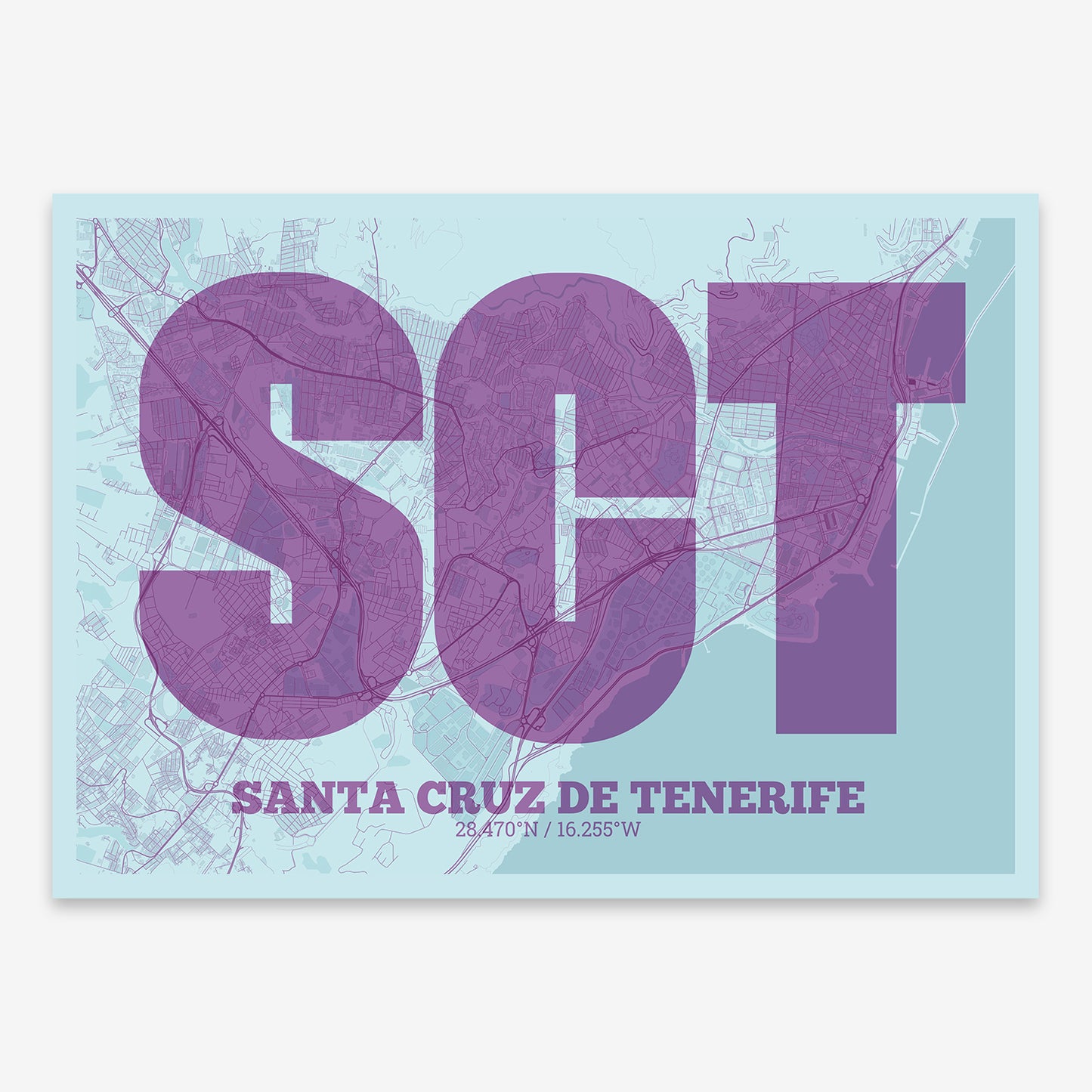 Santa Cruz de Tenerife Map V02 Shabby / No Frame / No