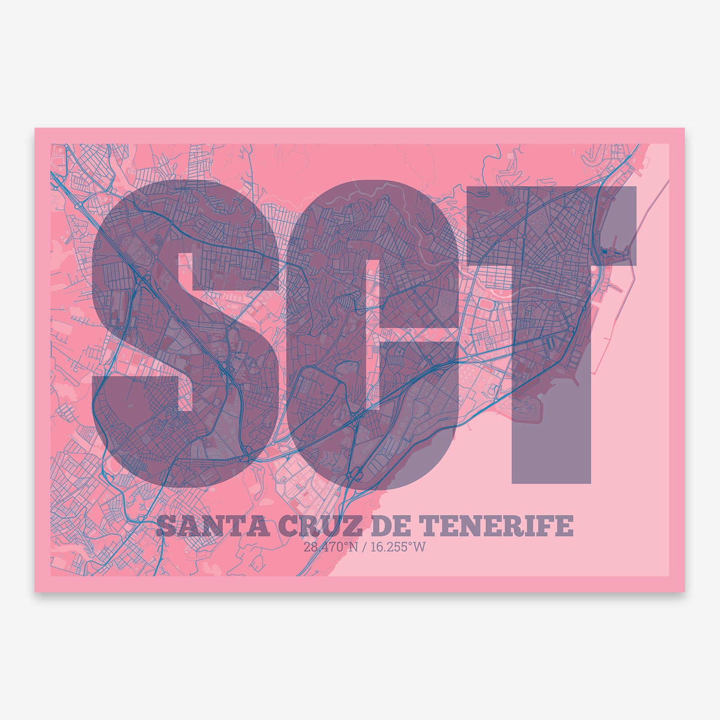 Santa Cruz de Tenerife Map V02 Tuscan / Frame / Yes