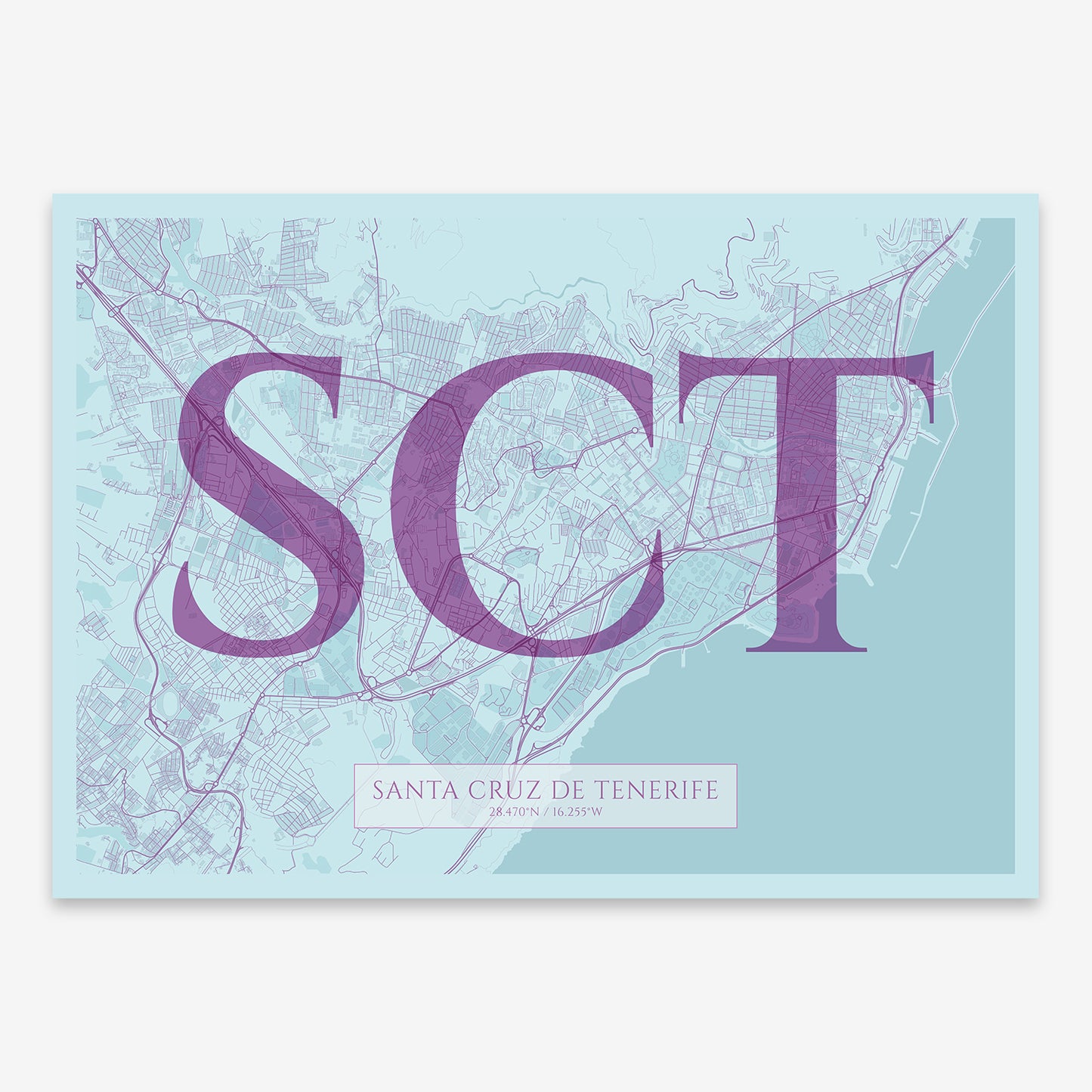 Santa Cruz de Tenerife Map V06 Shabby / Frame / Yes