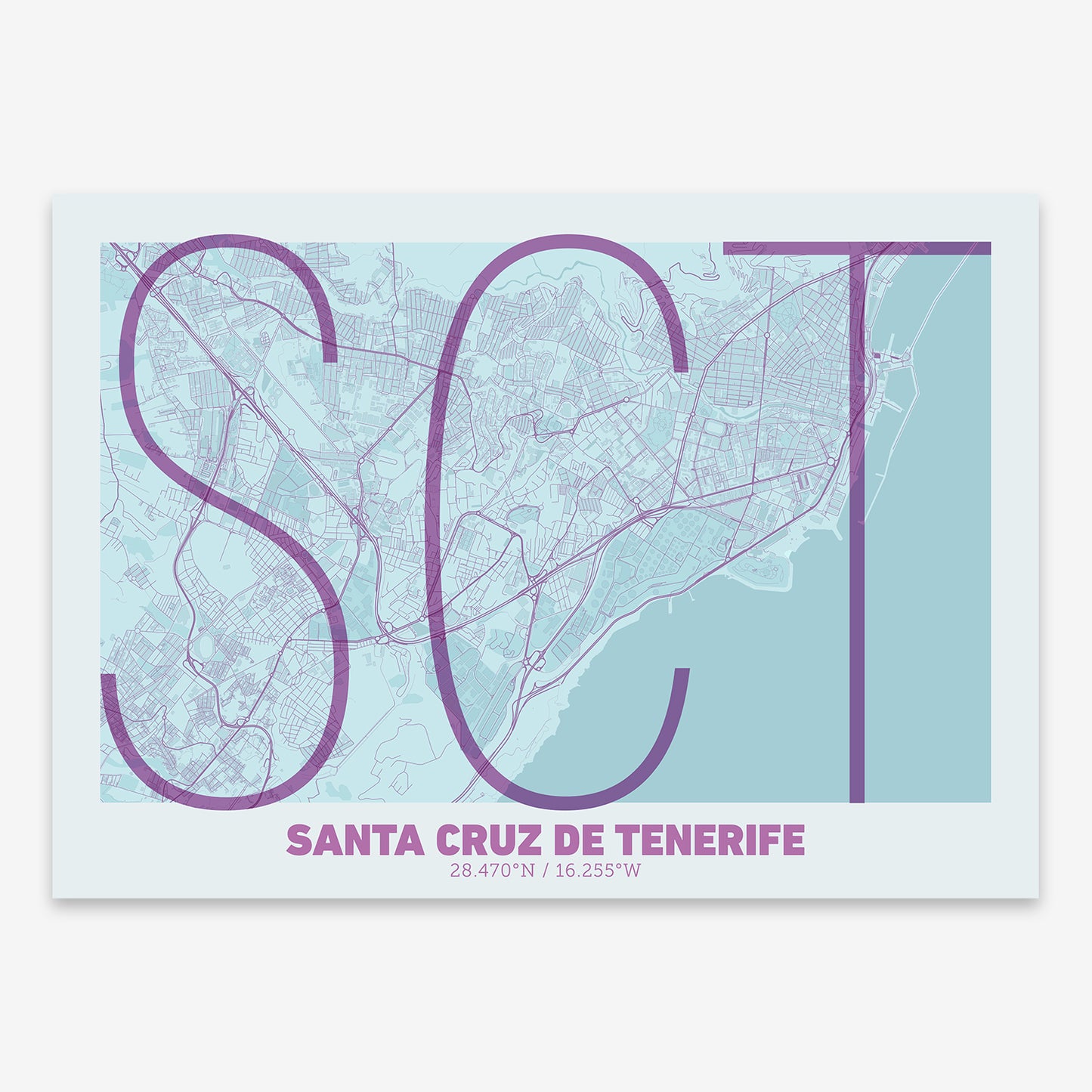 Santa Cruz de Tenerife Map V07 Shabby / No Frame / No