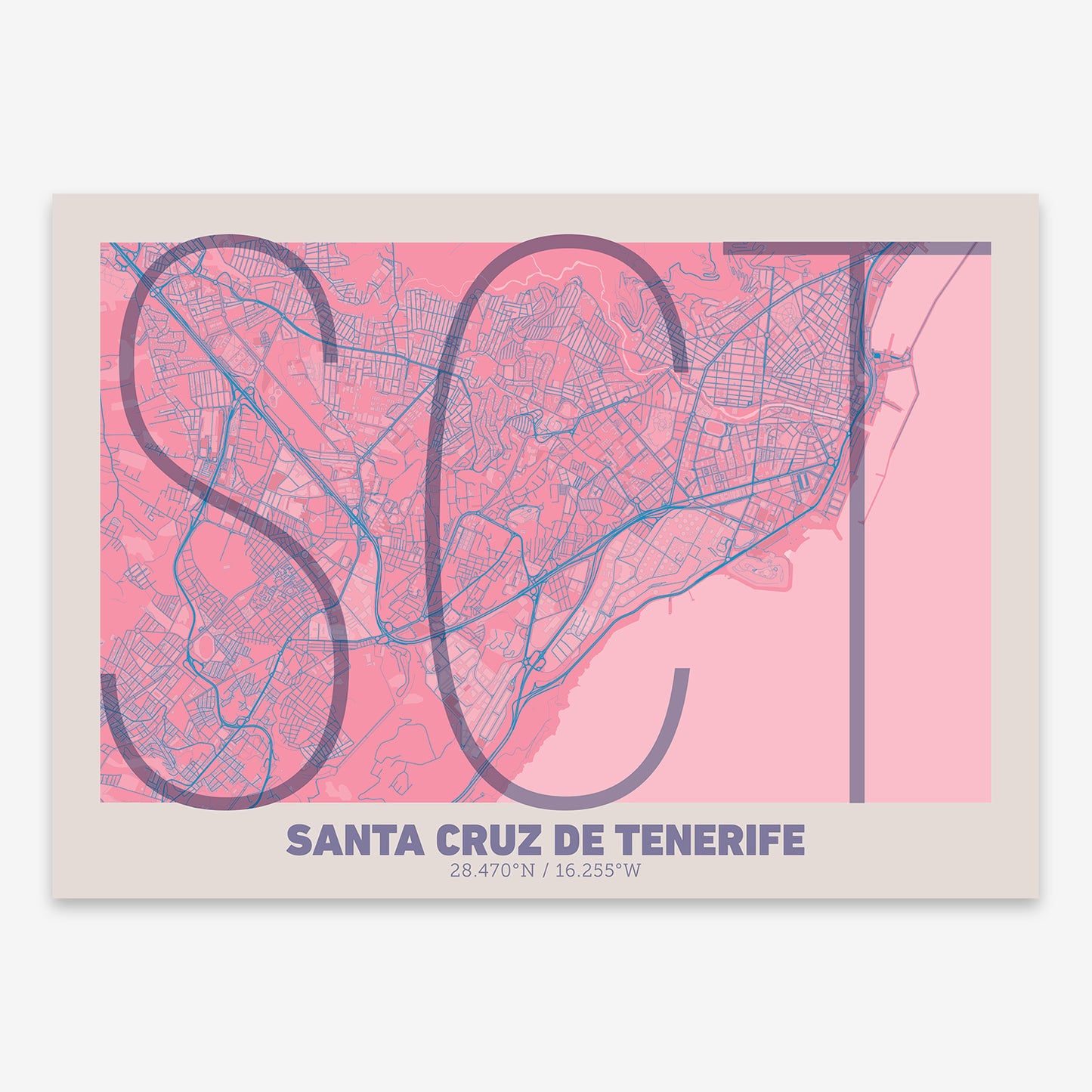 Santa Cruz de Tenerife Map V07 Tuscan / No Frame / Yes