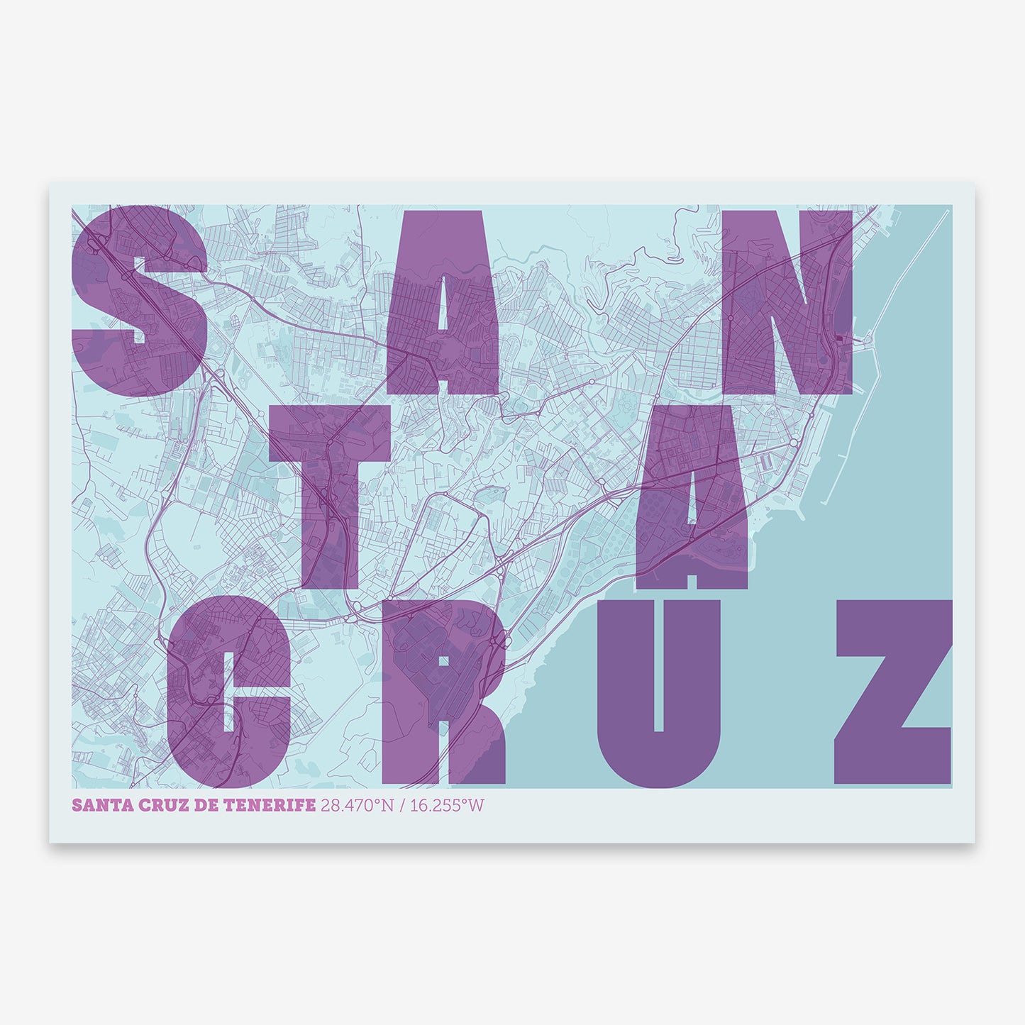 Santa Cruz de Tenerife Map V08 Shabby / No Frame / No