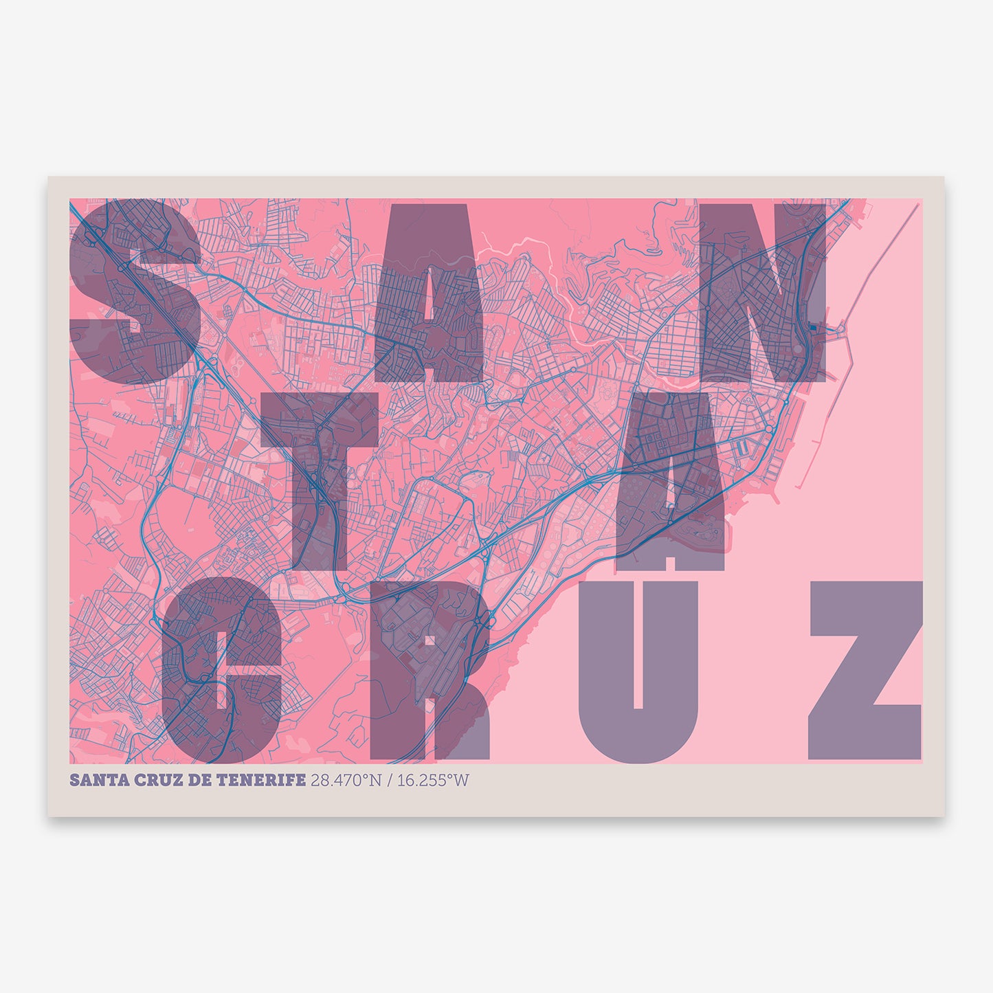 Santa Cruz de Tenerife Map V08 Tuscan / Frame / Yes