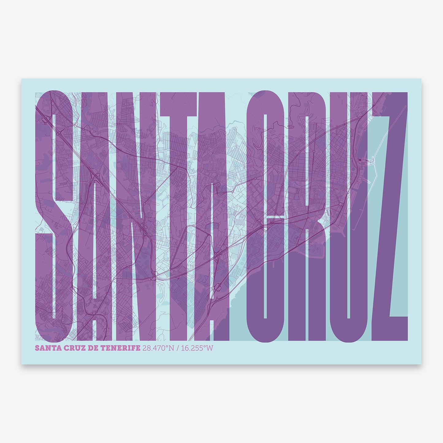 Santa Cruz de Tenerife Map V09 Shabby / Frame / Yes