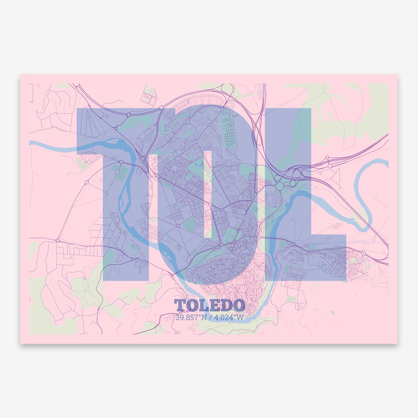 Toledo Map V02 Nursery / Frame / No