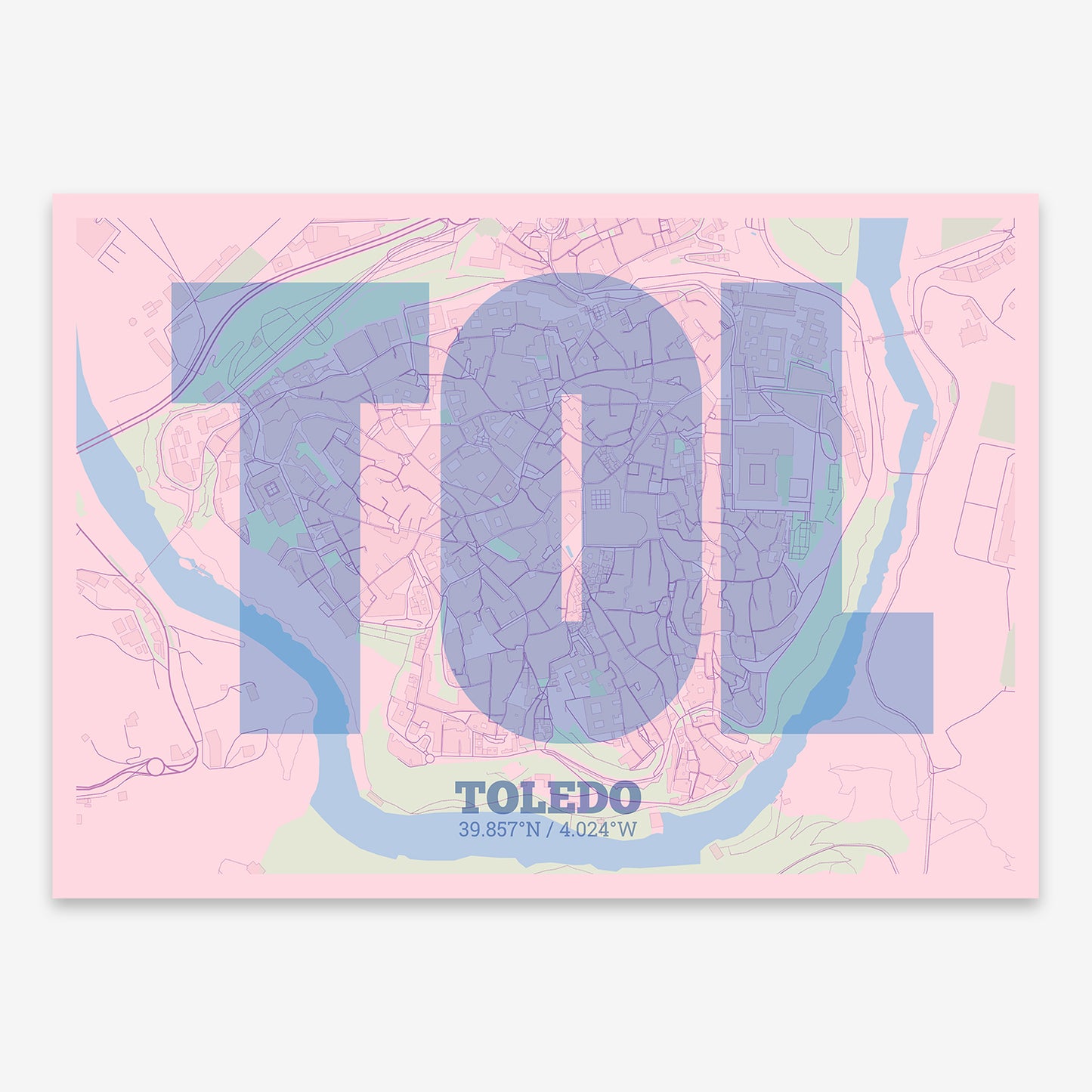 Toledo Downtown Map V02 Nursery / No Frame / No