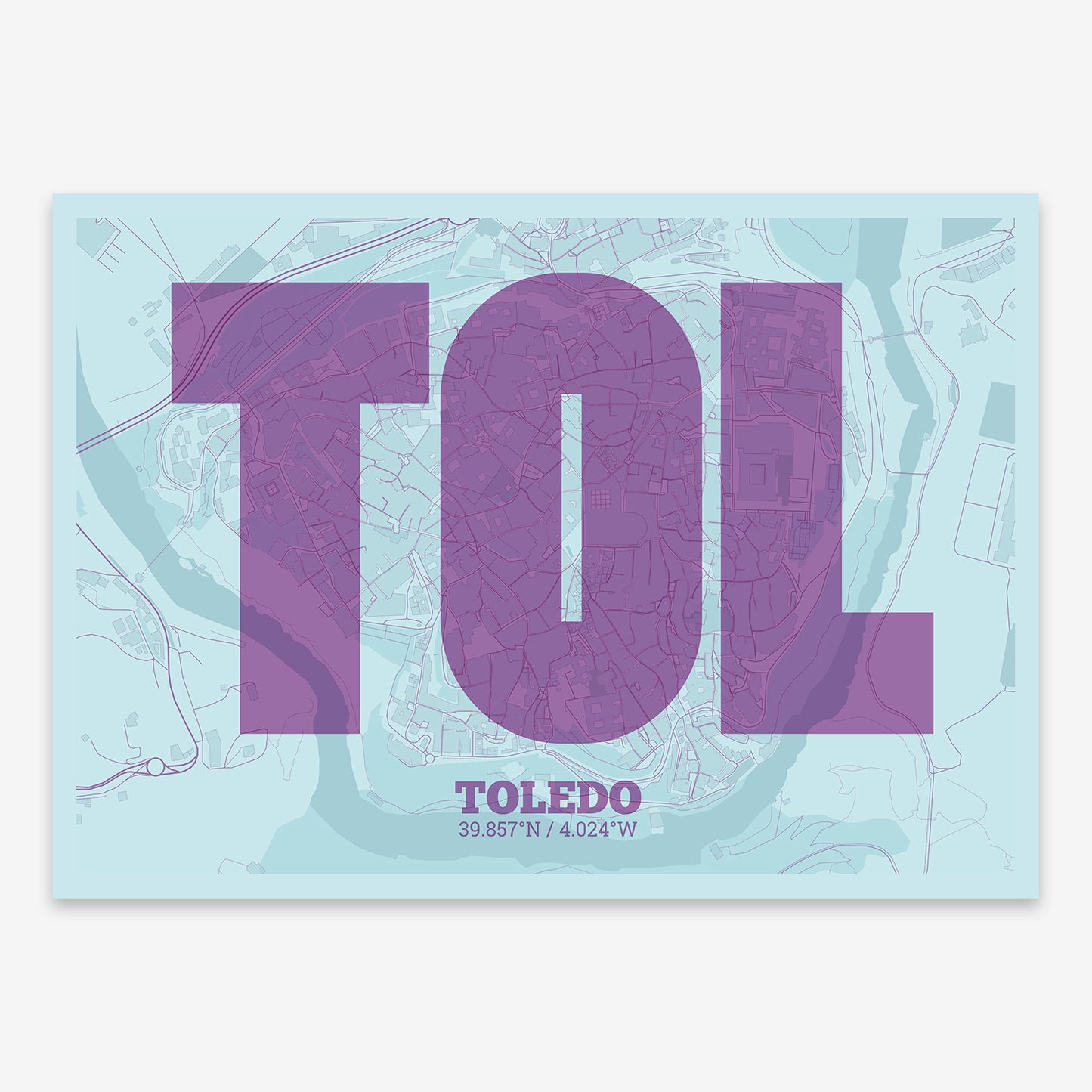 Toledo Downtown Map V02 Shabby / No Frame / Yes