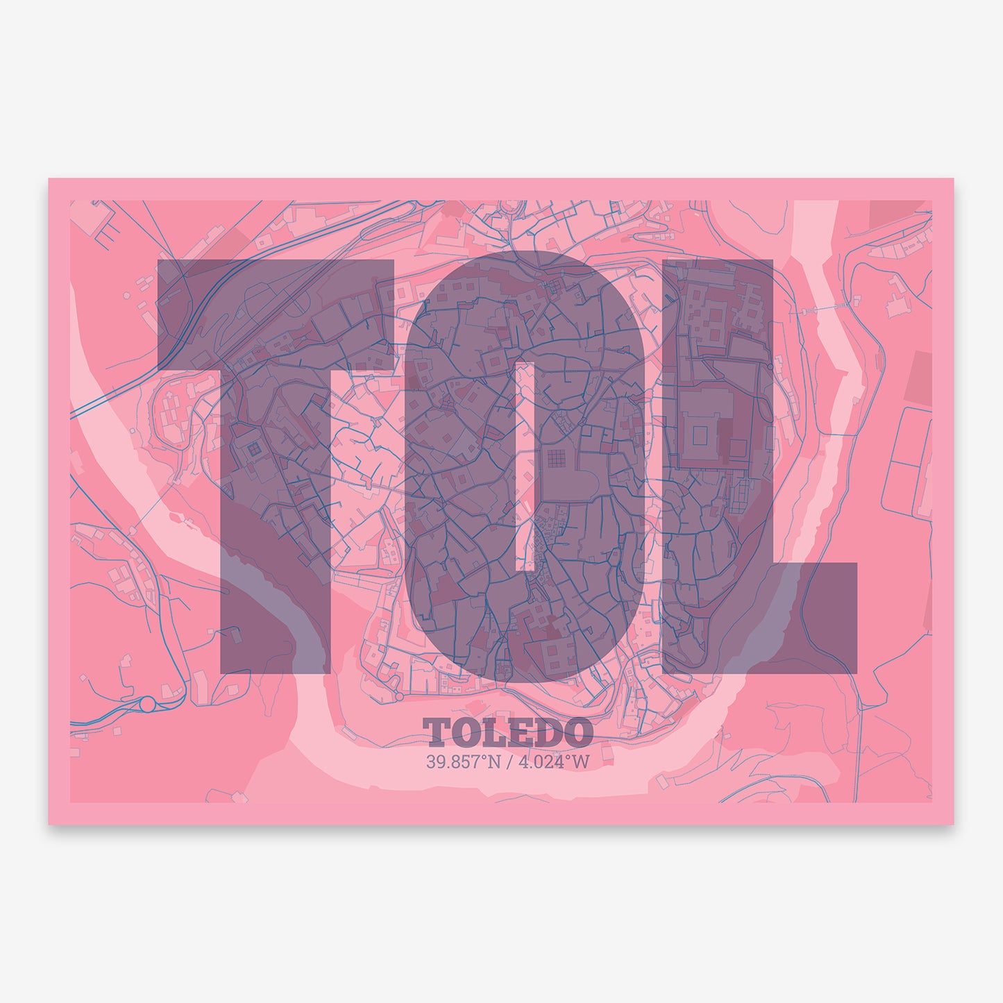 Toledo Downtown Map V02 Tuscan / Frame / Yes