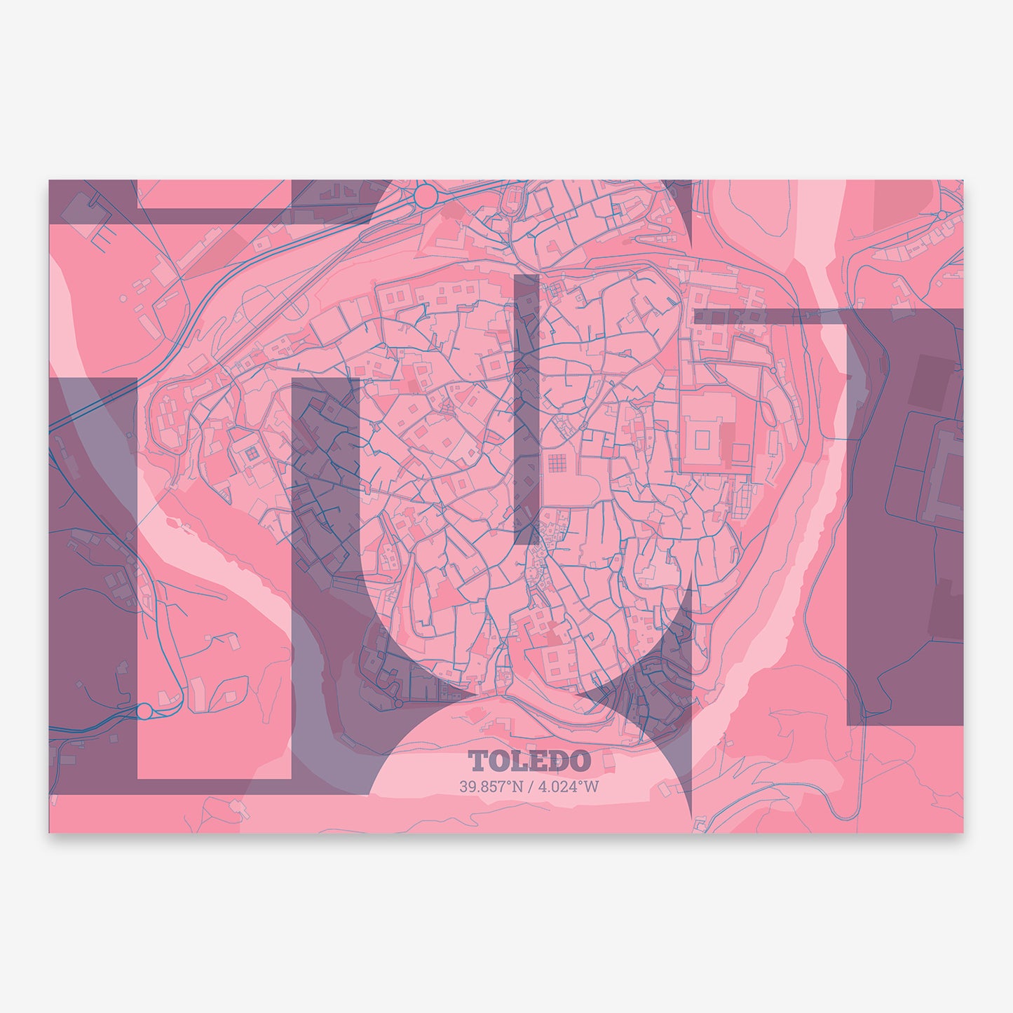 Toledo Downtown Map V03 Tuscan / No Frame / Yes