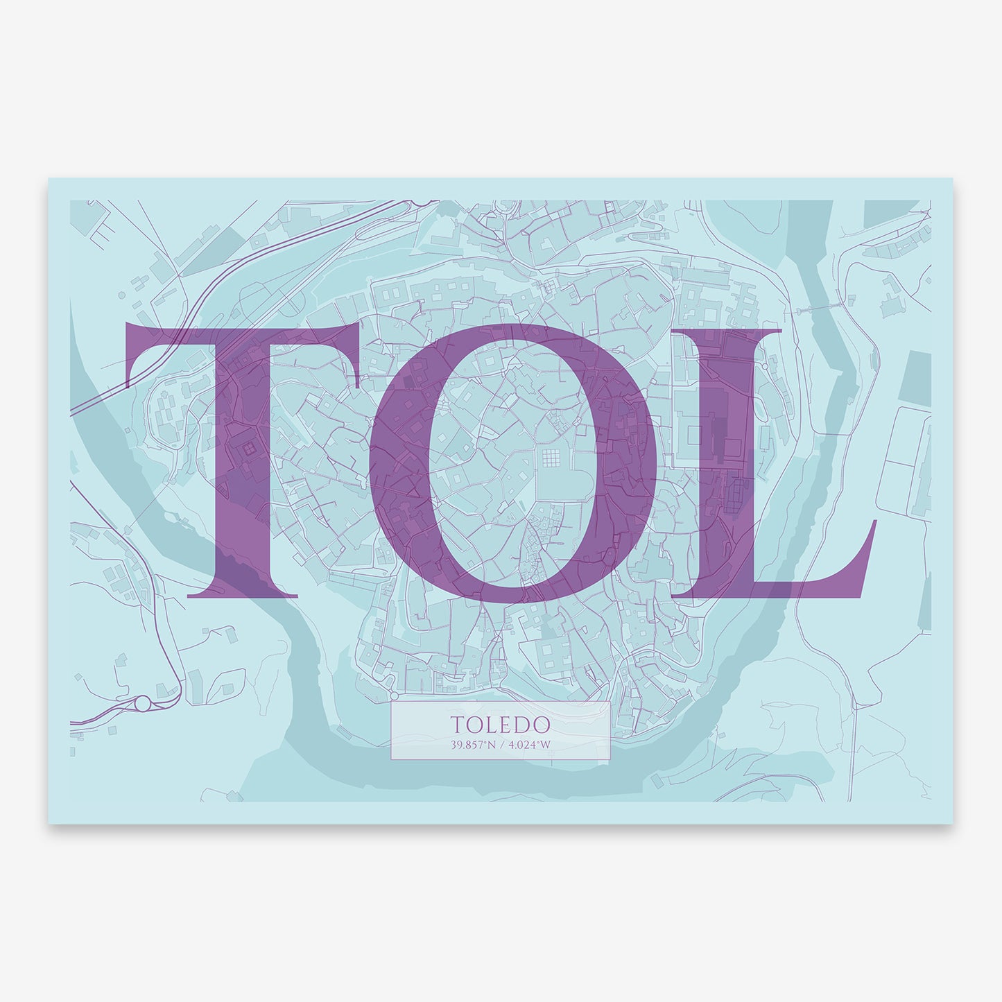 Toledo Downtown Map V06 Shabby / Frame / No