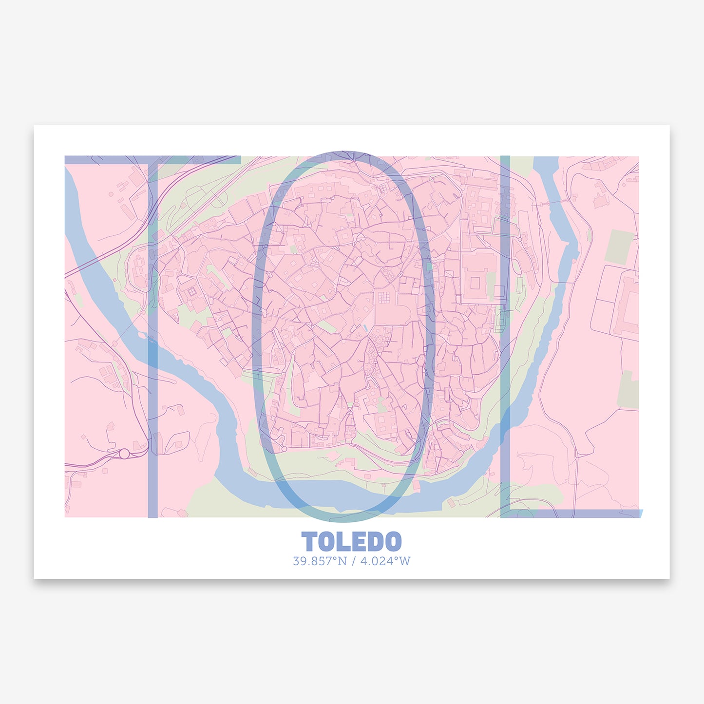 Toledo Downtown Map V07 Nursery / No Frame / No