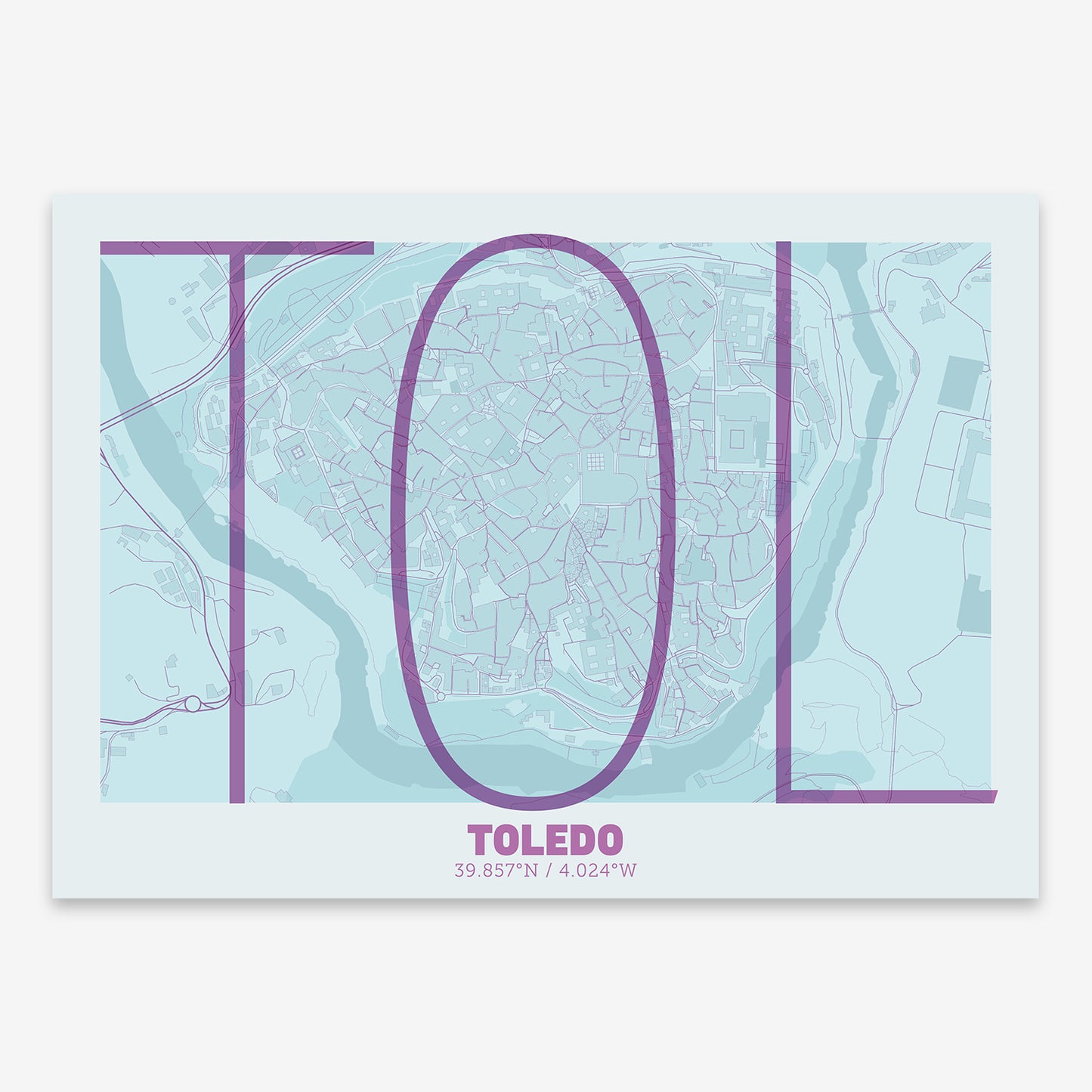 Toledo Downtown Map V07 Shabby / No Frame / No