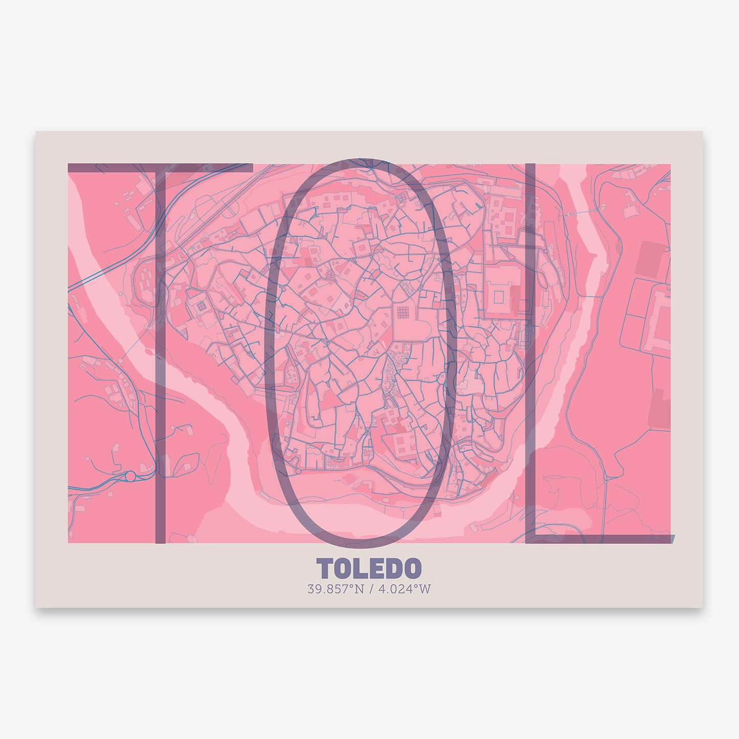 Toledo Downtown Map V07 Tuscan / No Frame / No