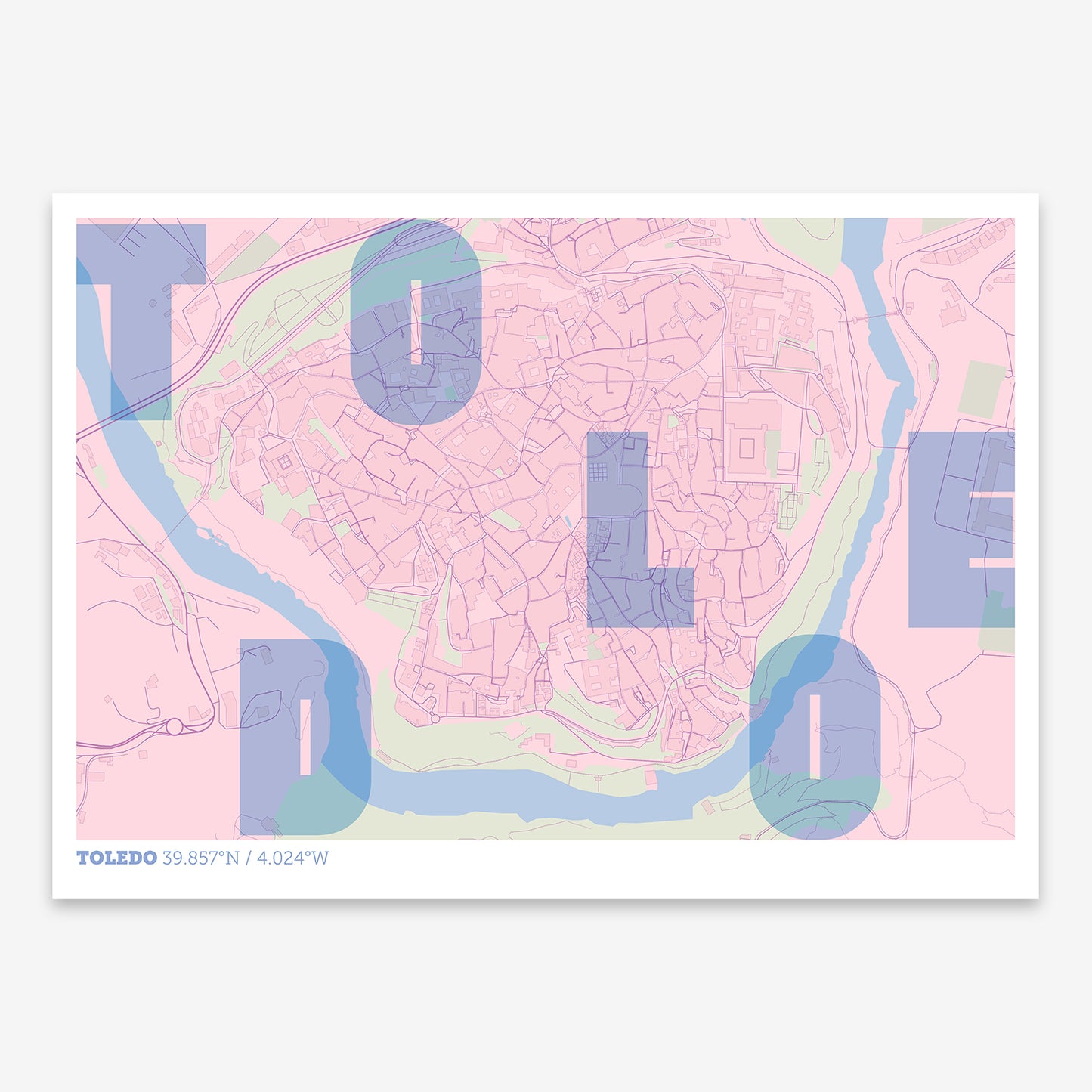 Toledo Downtown Map V08 Nursery / No Frame / No