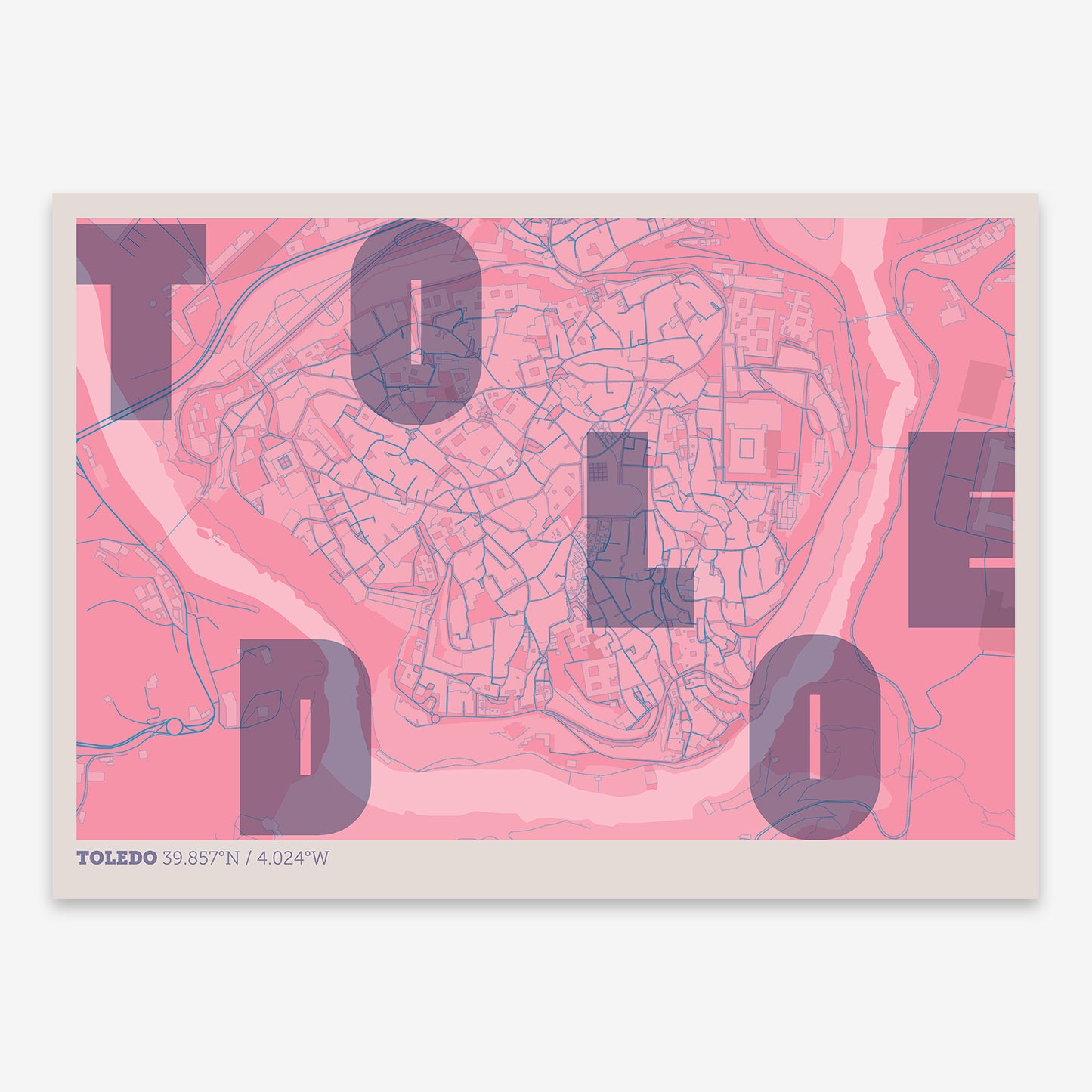 Toledo Downtown Map V08 Tuscan / Frame / Yes