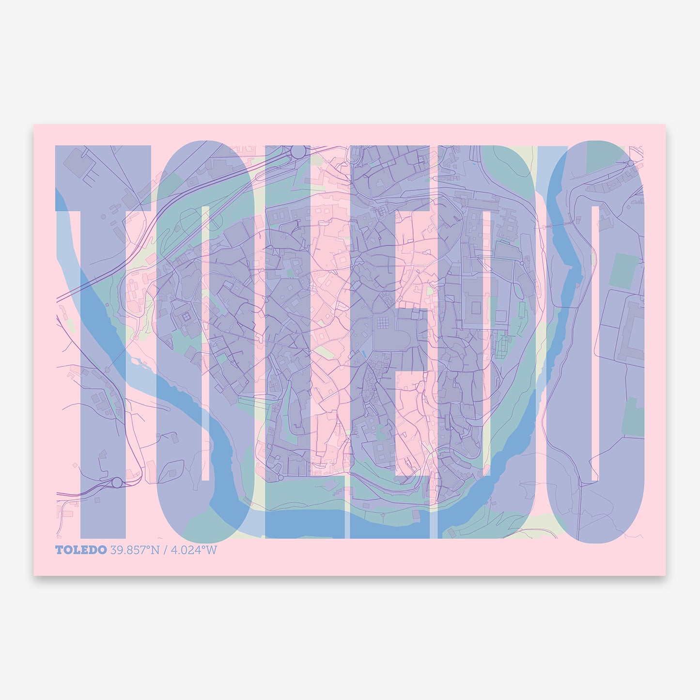 Toledo Downtown Map V09 Nursery / No Frame / No