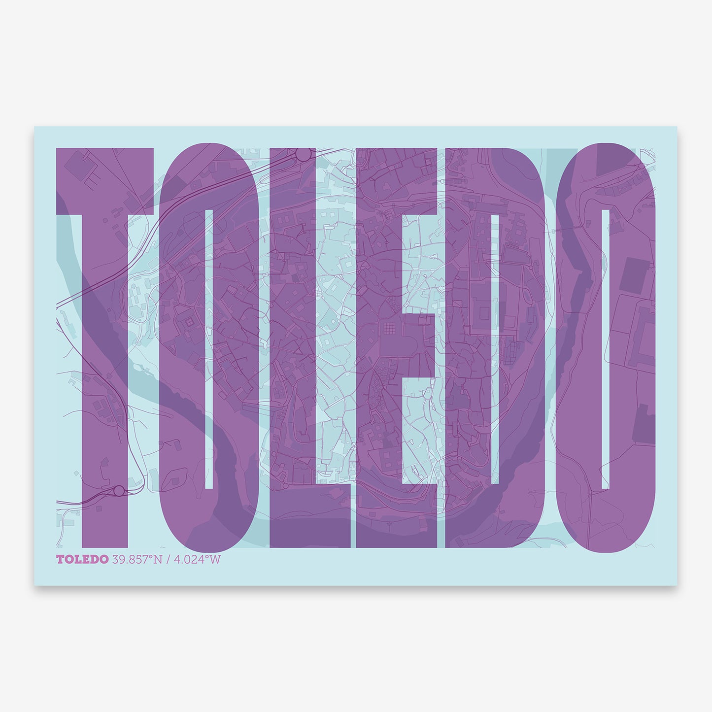 Toledo Downtown Map V09 Shabby / No Frame / No